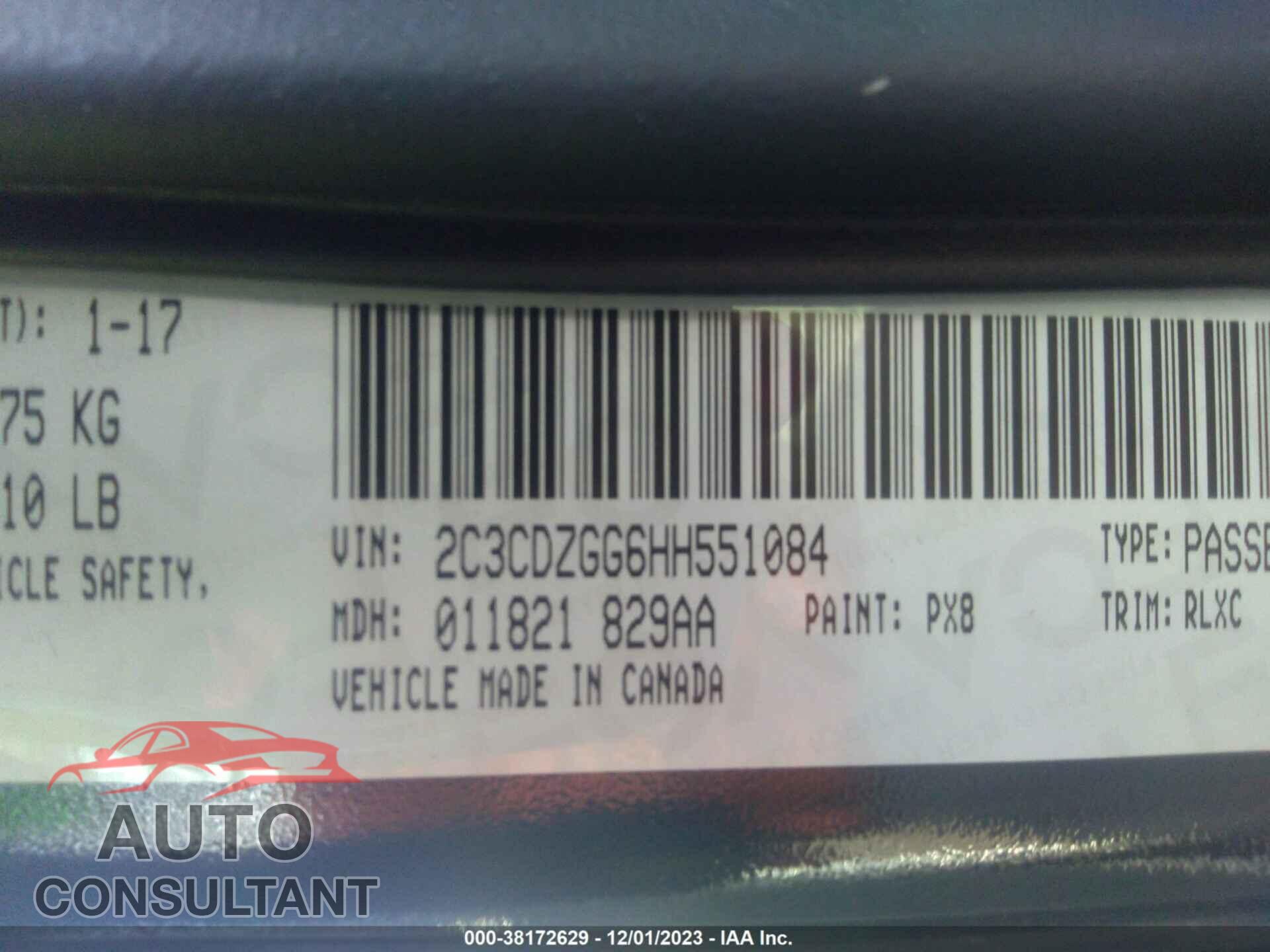 DODGE CHALLENGER 2017 - 2C3CDZGG6HH551084