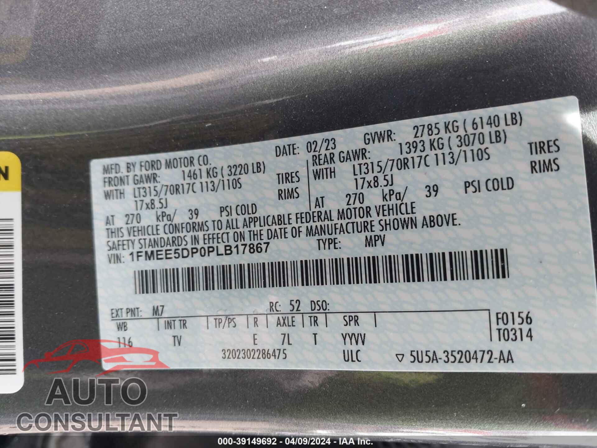 FORD BRONCO 2023 - 1FMEE5DP0PLB17867