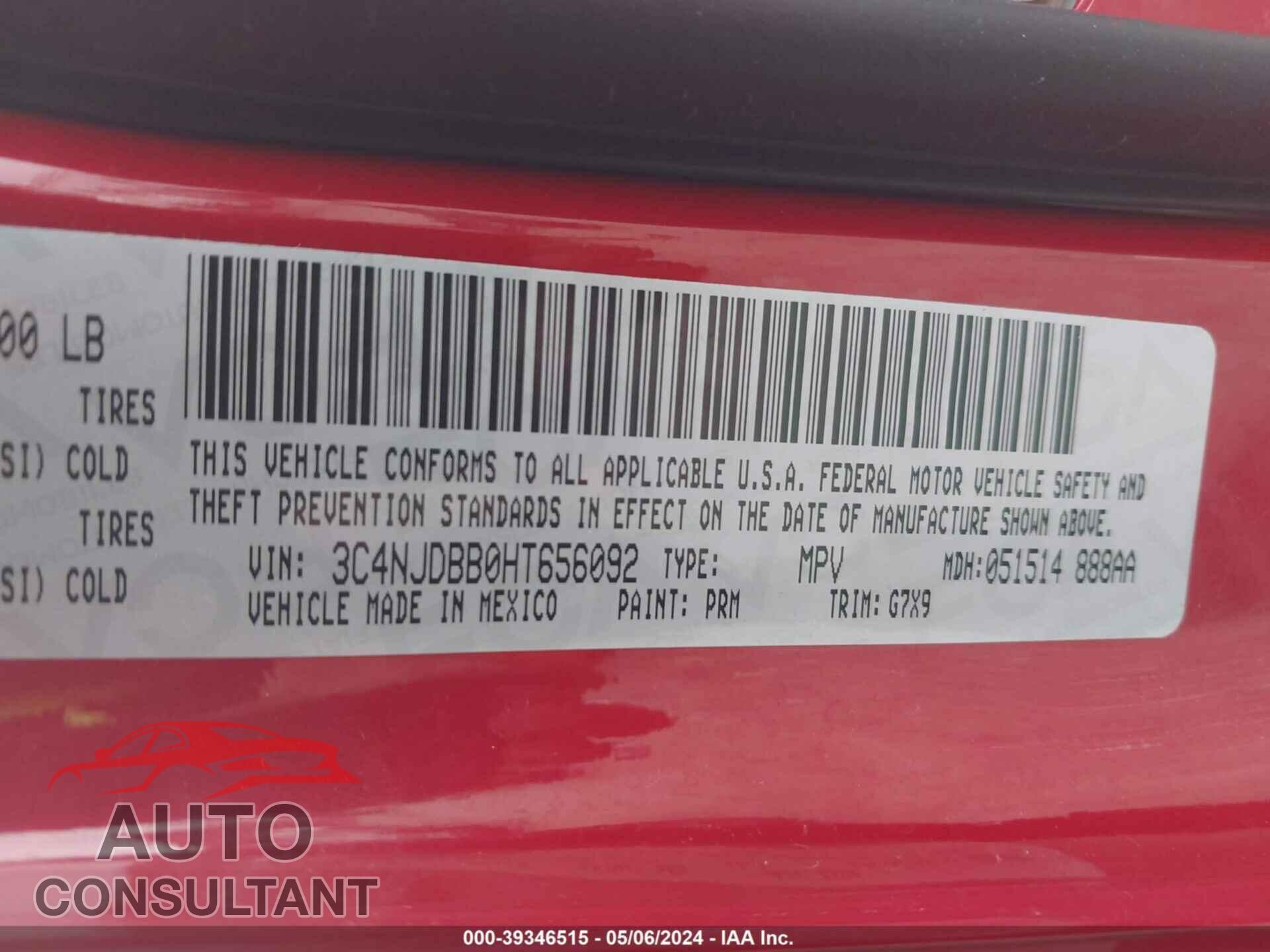 JEEP COMPASS 2017 - 3C4NJDBB0HT656092