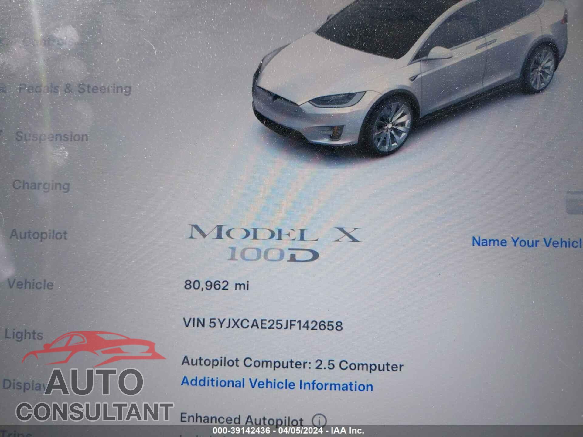 TESLA MODEL X 2018 - 5YJXCAE25JF142658
