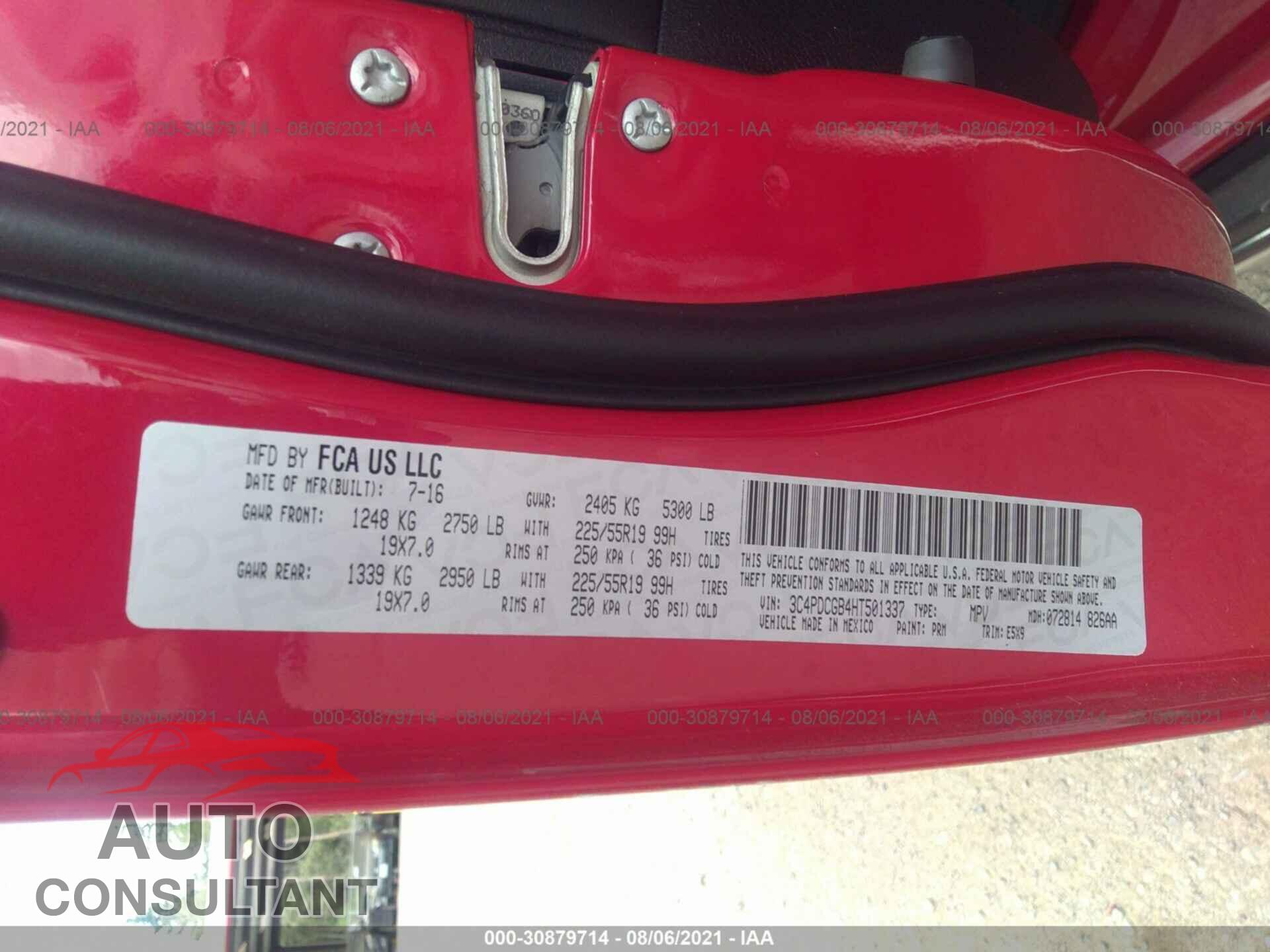DODGE JOURNEY 2017 - 3C4PDCGB4HT501337