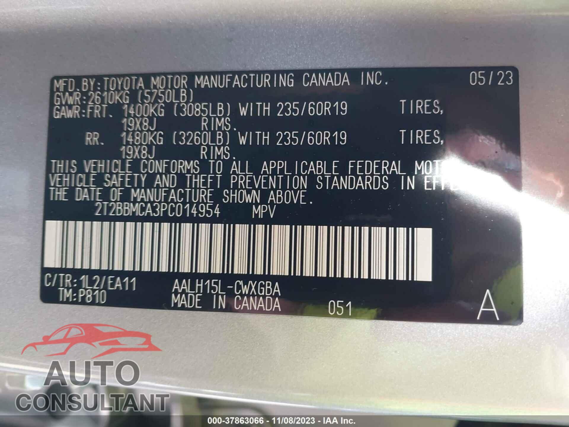 LEXUS RX 2023 - 2T2BBMCA3PC014954