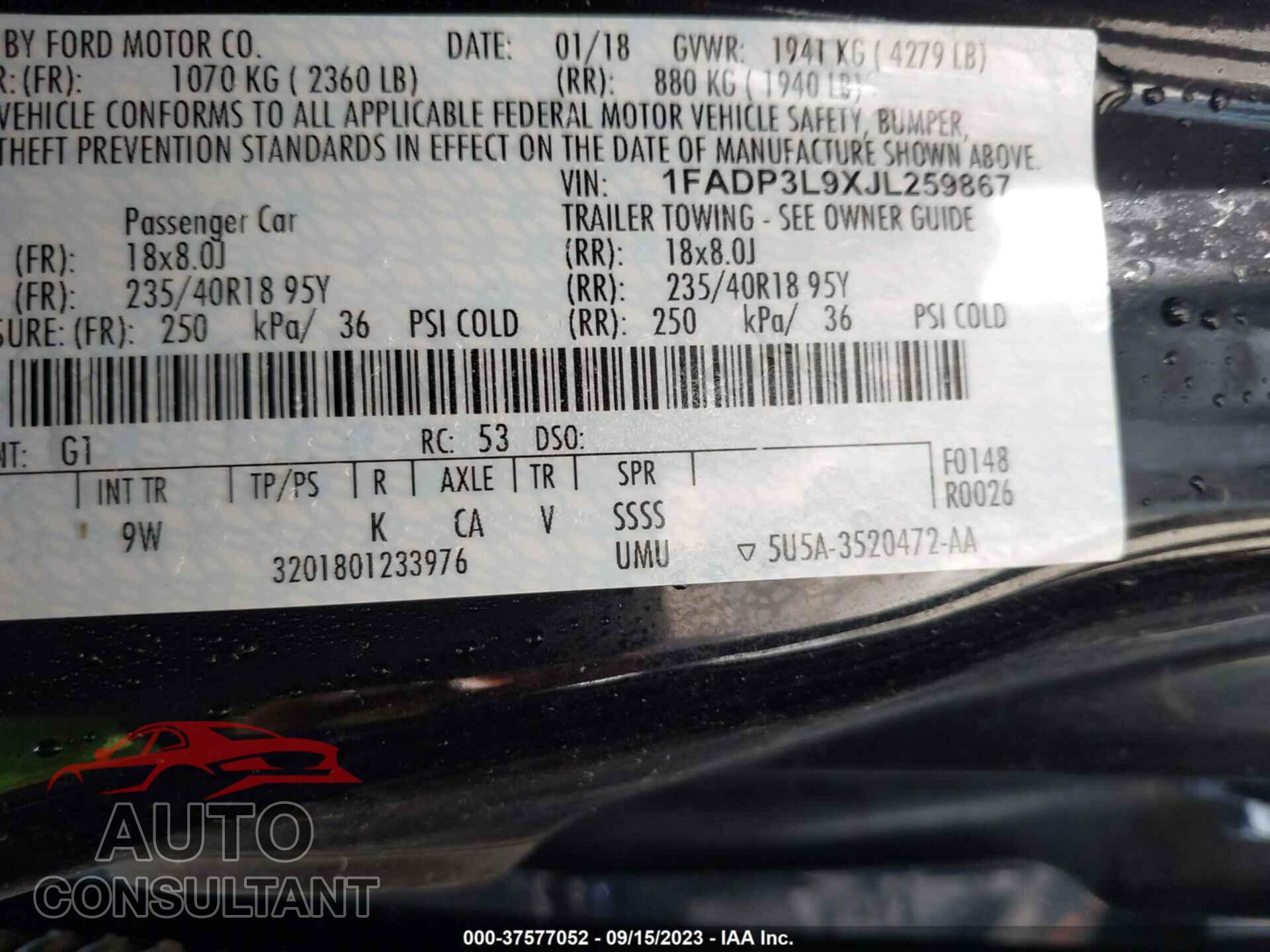 FORD FOCUS ST 2018 - 1FADP3L9XJL259867