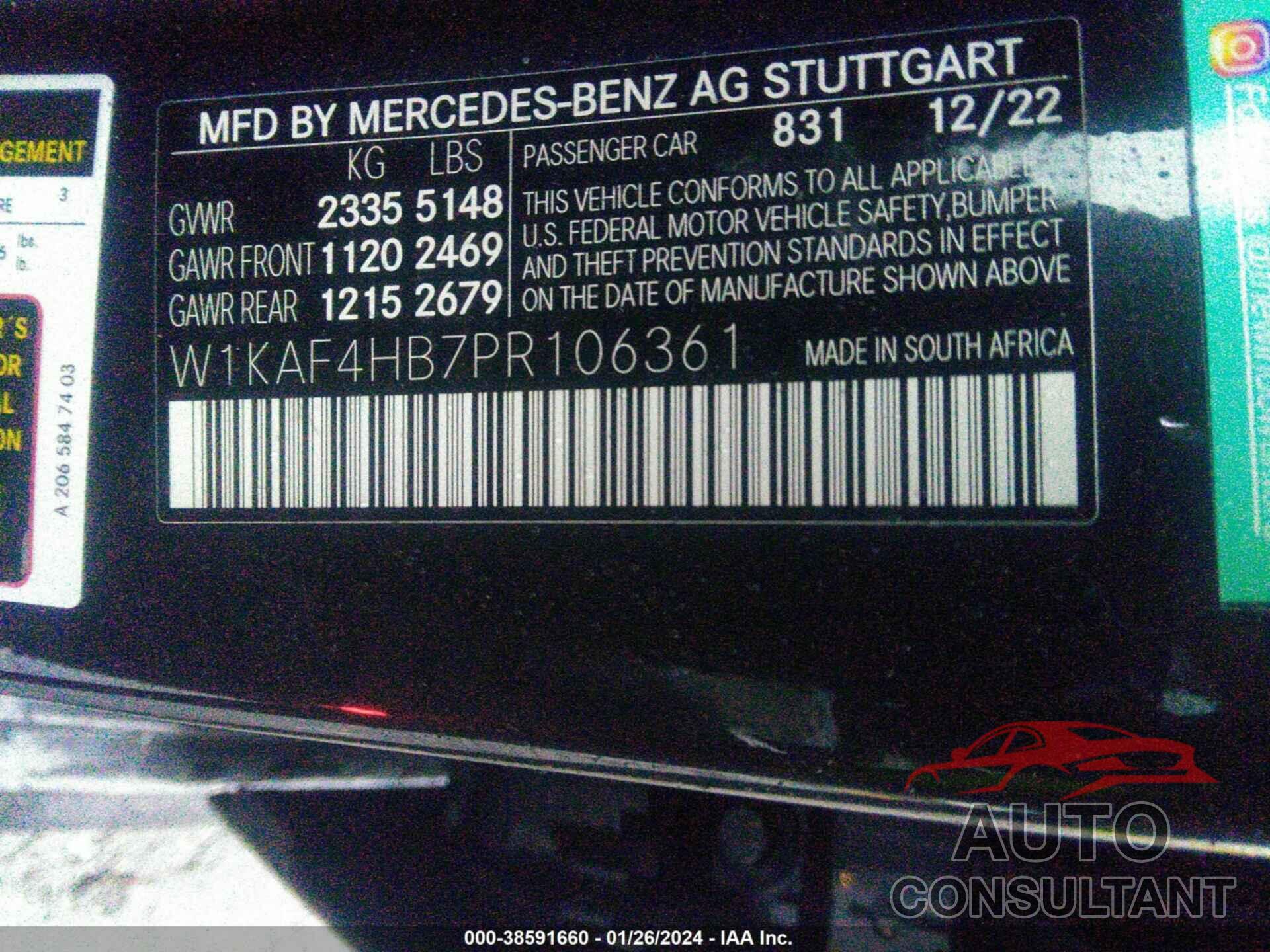 MERCEDES-BENZ C 300 2023 - W1KAF4HB7PR106361