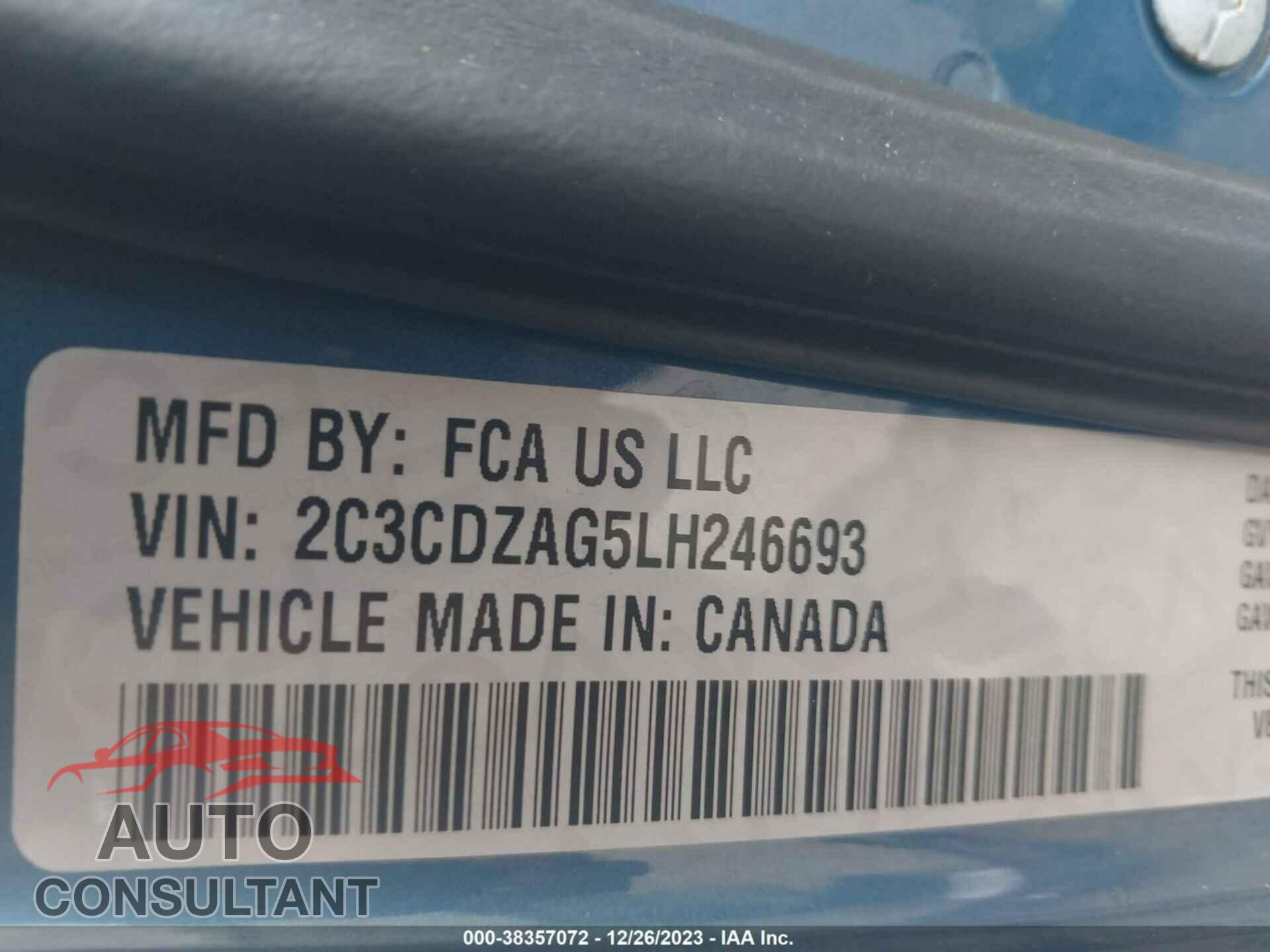 DODGE CHALLENGER 2020 - 2C3CDZAG5LH246693