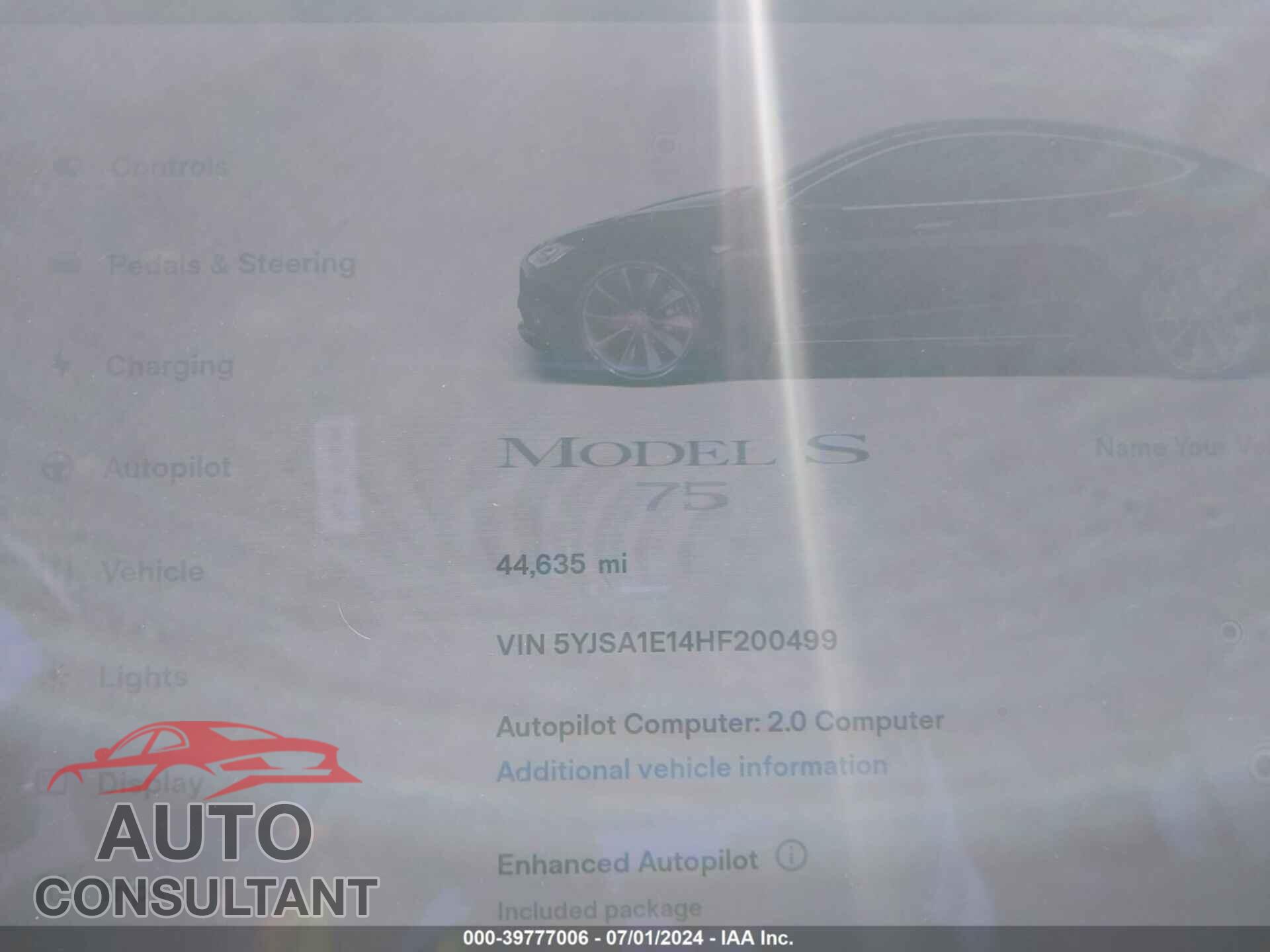 TESLA MODEL S 2017 - 5YJSA1E14HF200499