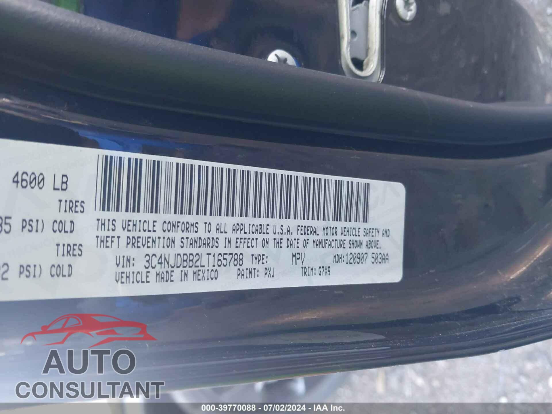 JEEP COMPASS 2020 - 3C4NJDBB2LT165788