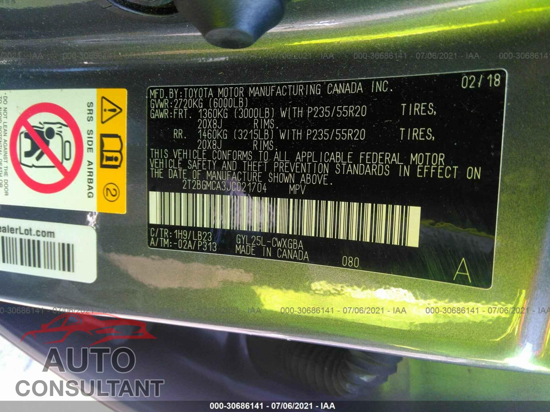 LEXUS RX 2018 - 2T2BGMCA3JC021704