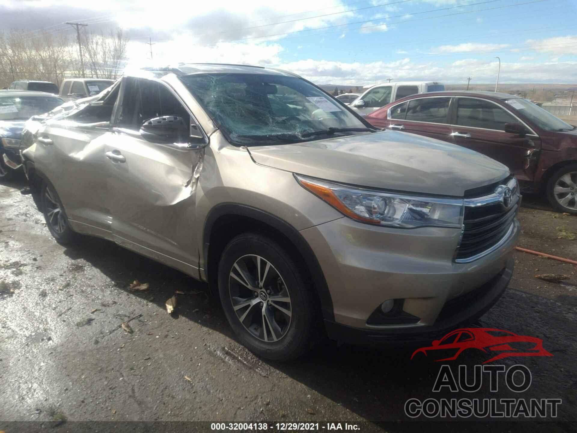 TOYOTA HIGHLANDER 2016 - 5TDJKRFH1GS506718