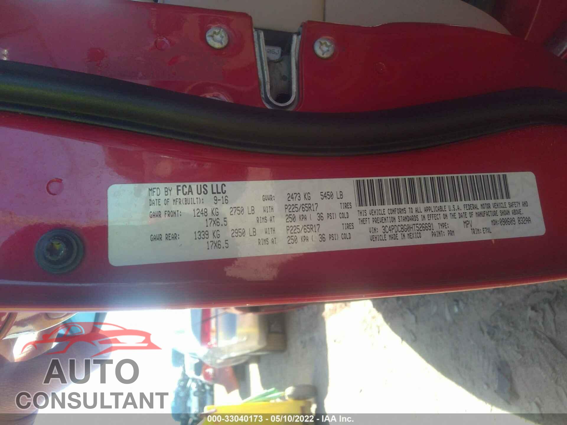 DODGE JOURNEY 2017 - 3C4PDCBG0HT526691