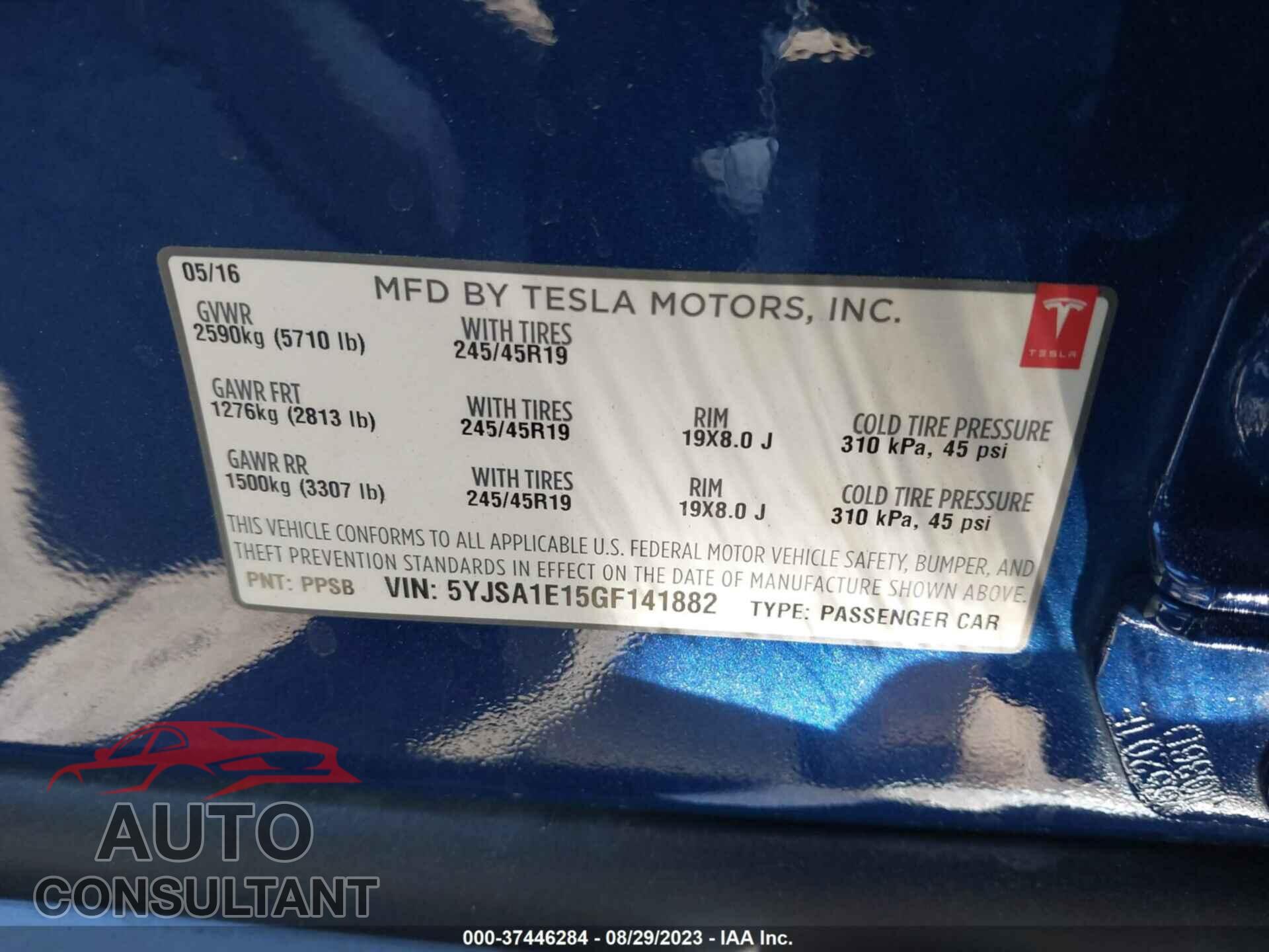 TESLA MODEL S 2016 - 5YJSA1E15GF141882