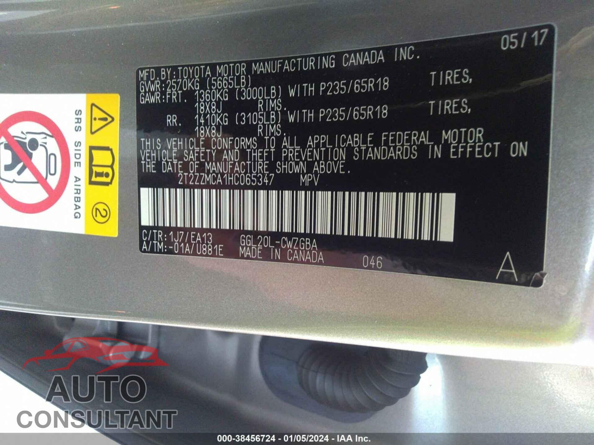 LEXUS RX 350 2017 - 2T2ZZMCA1HC065347