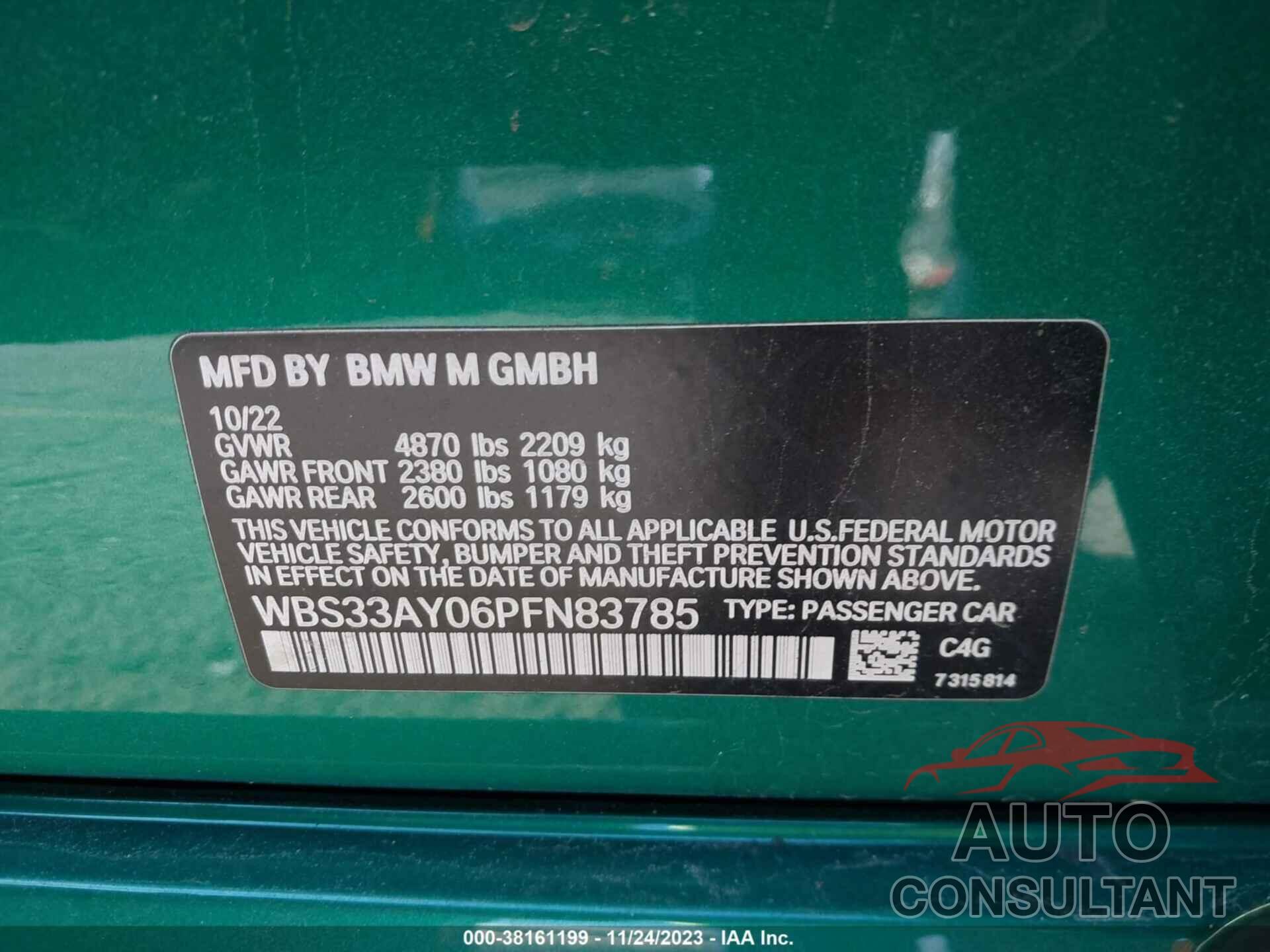 BMW M3 2023 - WBS33AY06PFN83785