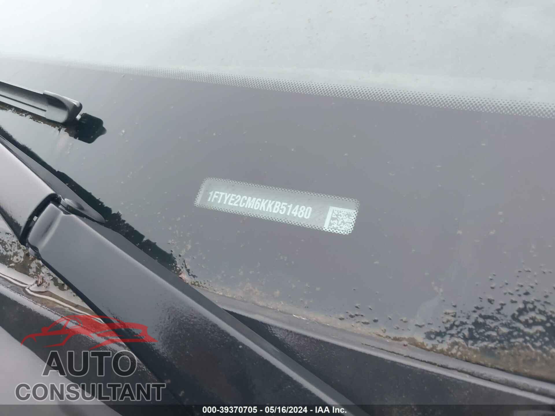 FORD TRANSIT 2019 - 1FTYE2CM6KKB51480
