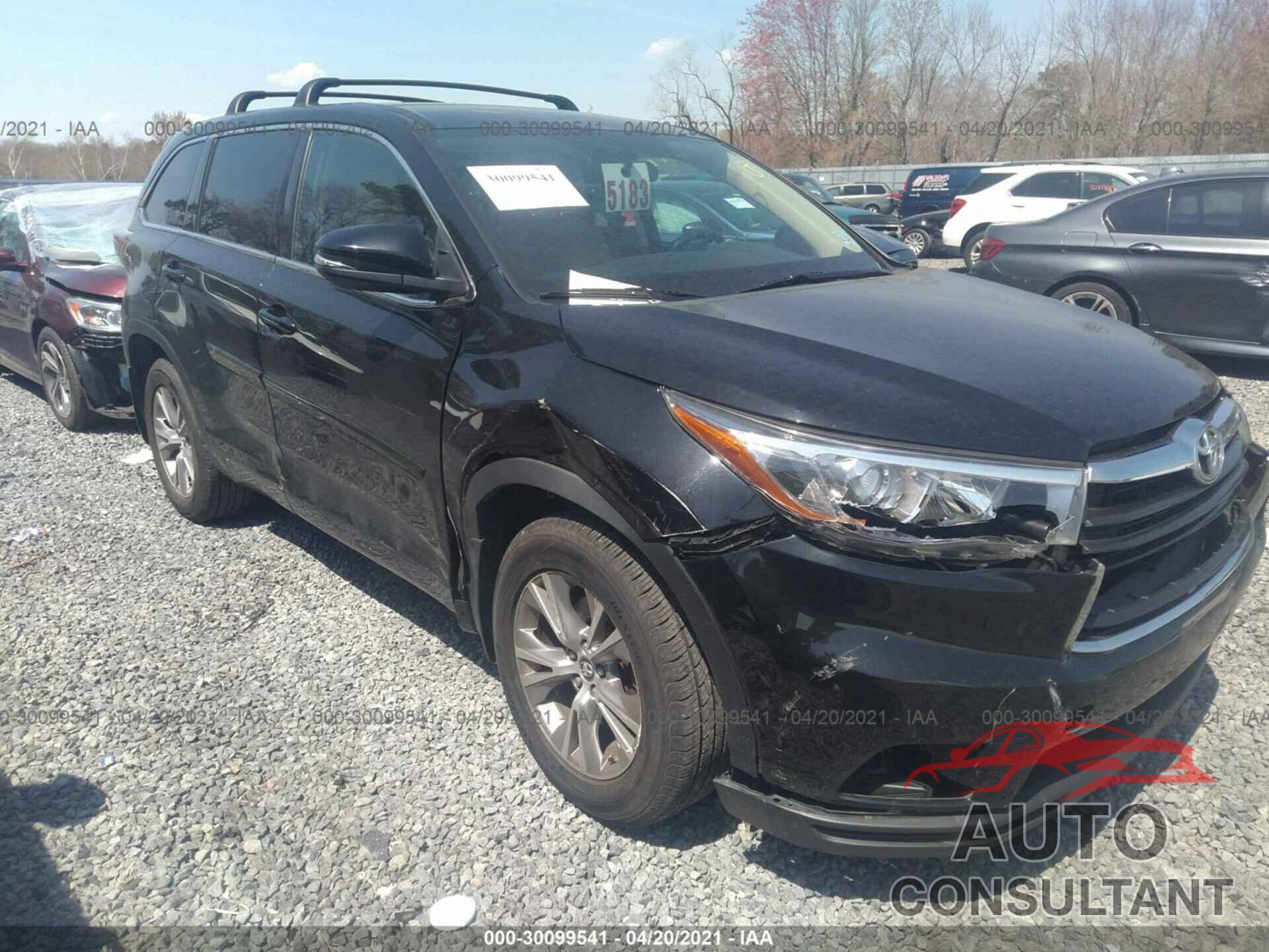 TOYOTA HIGHLANDER 2016 - 5TDBKRFH1GS351382