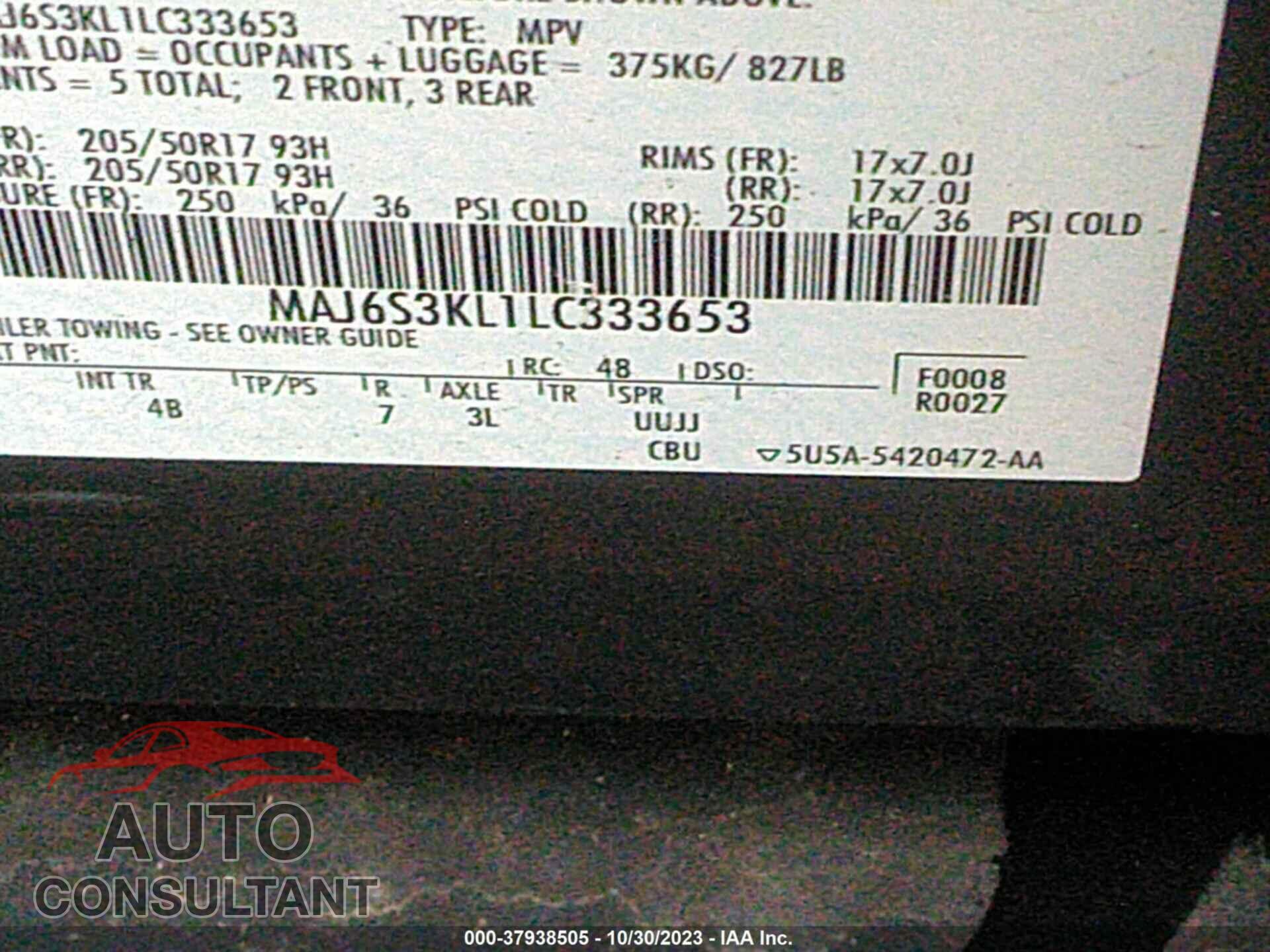 FORD ECOSPORT 2020 - MAJ6S3KL1LC333653