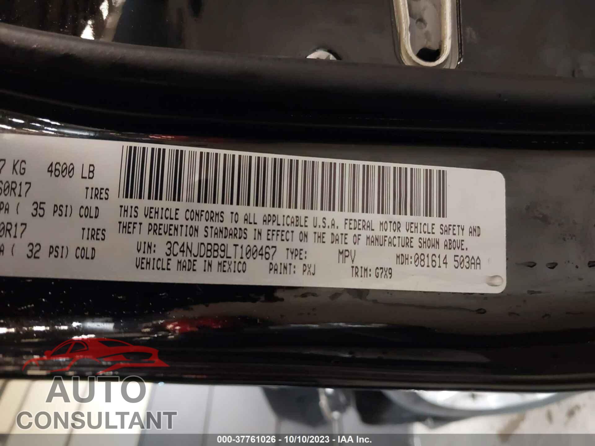 JEEP COMPASS 2020 - 3C4NJDBB9LT100467