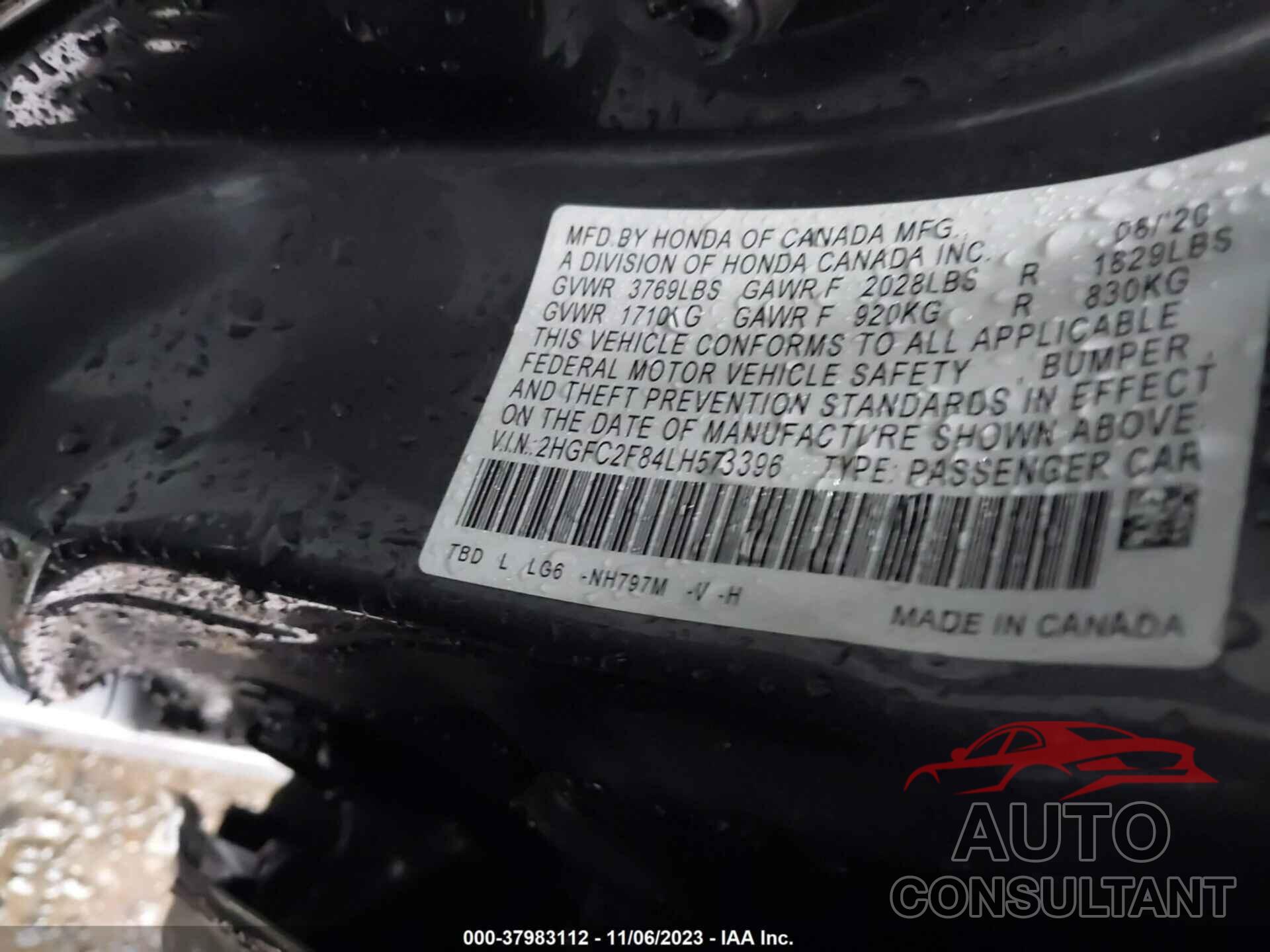 HONDA CIVIC 2020 - 2HGFC2F84LH573396