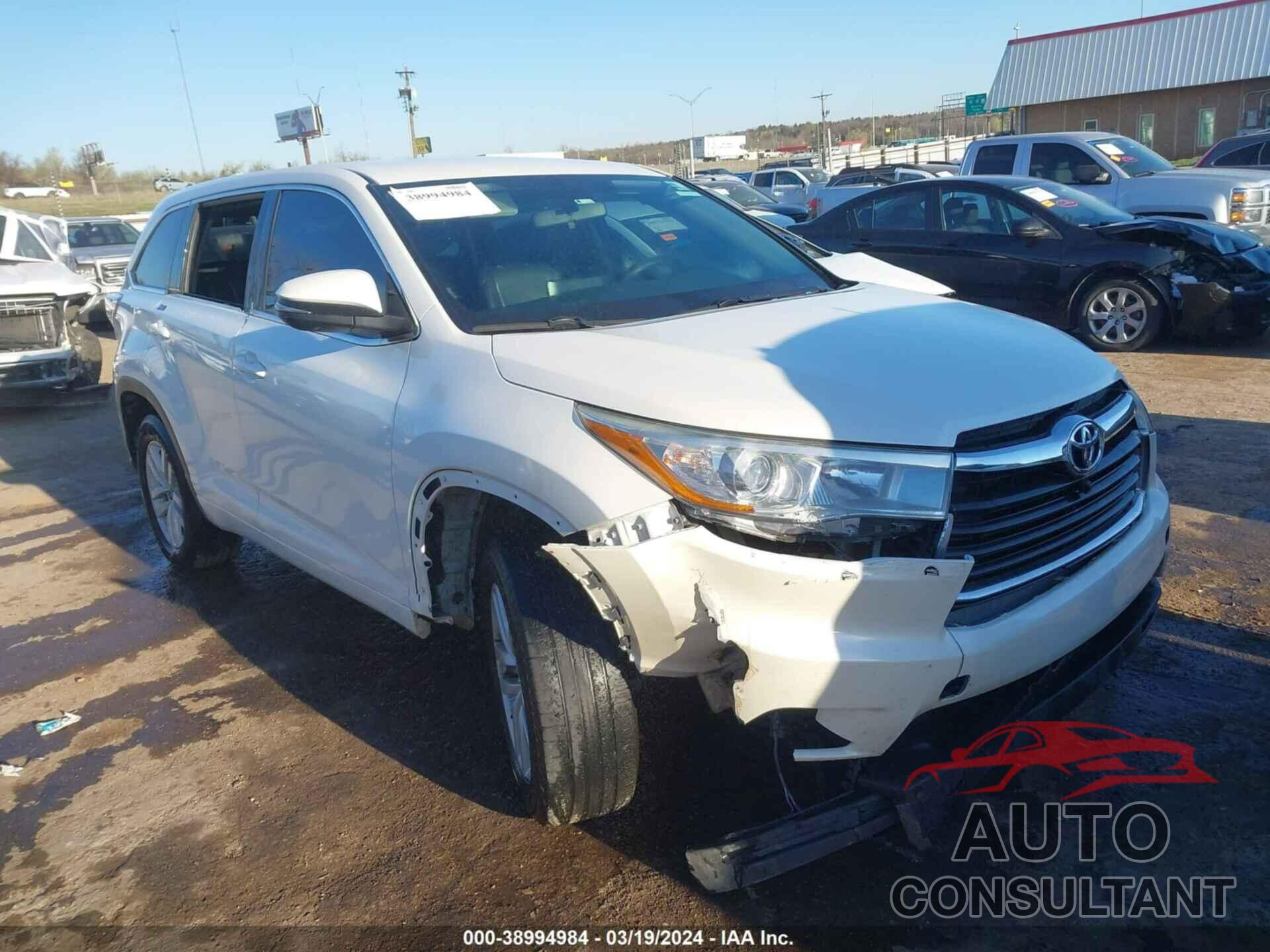 TOYOTA HIGHLANDER 2016 - 5TDZKRFHXGS158288