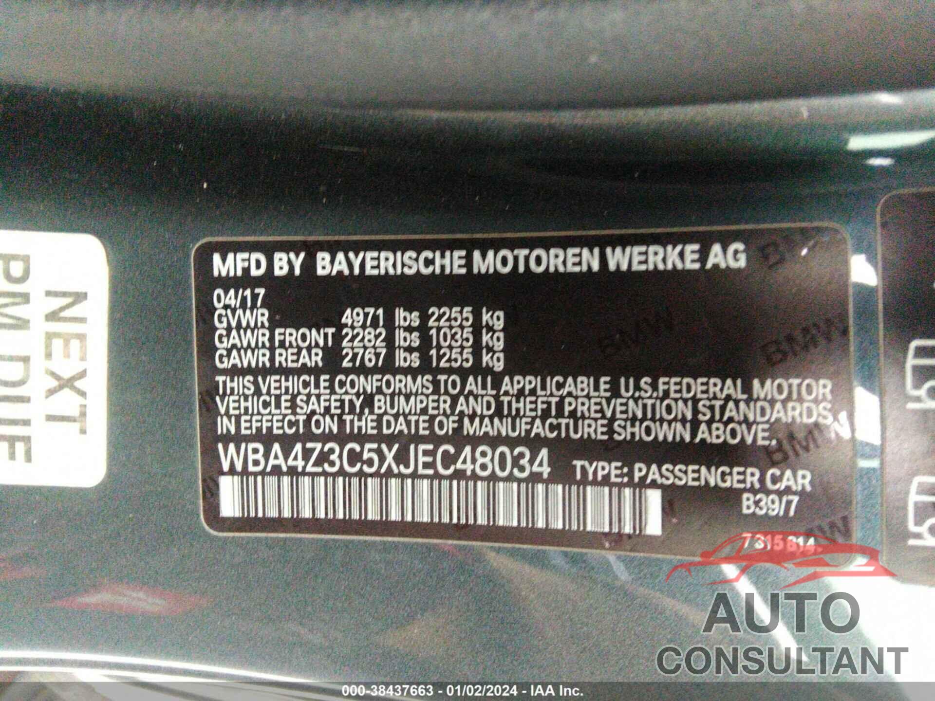 BMW 430I 2018 - WBA4Z3C5XJEC48034