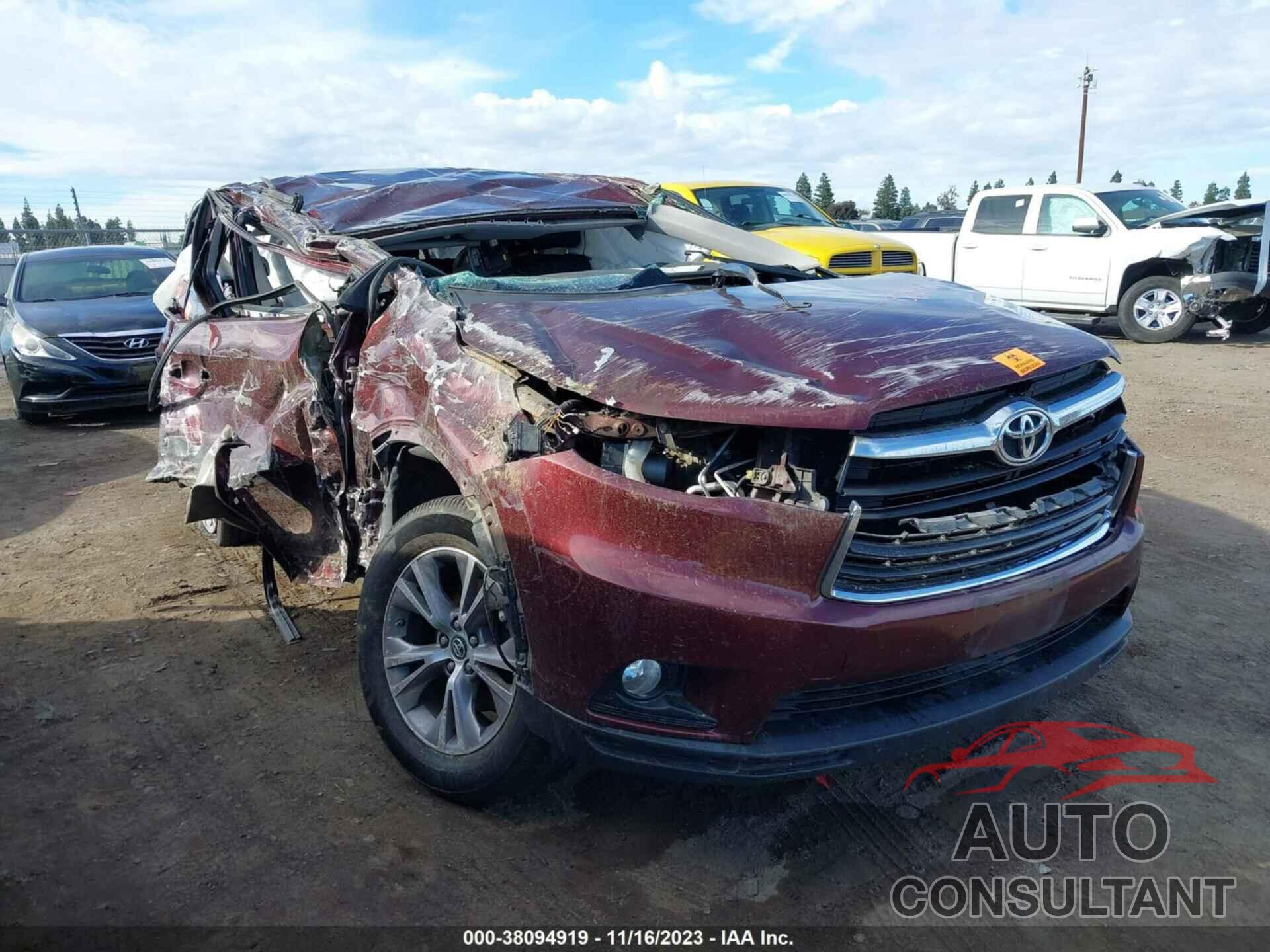 TOYOTA HIGHLANDER 2016 - 5TDZKRFHXGS171087
