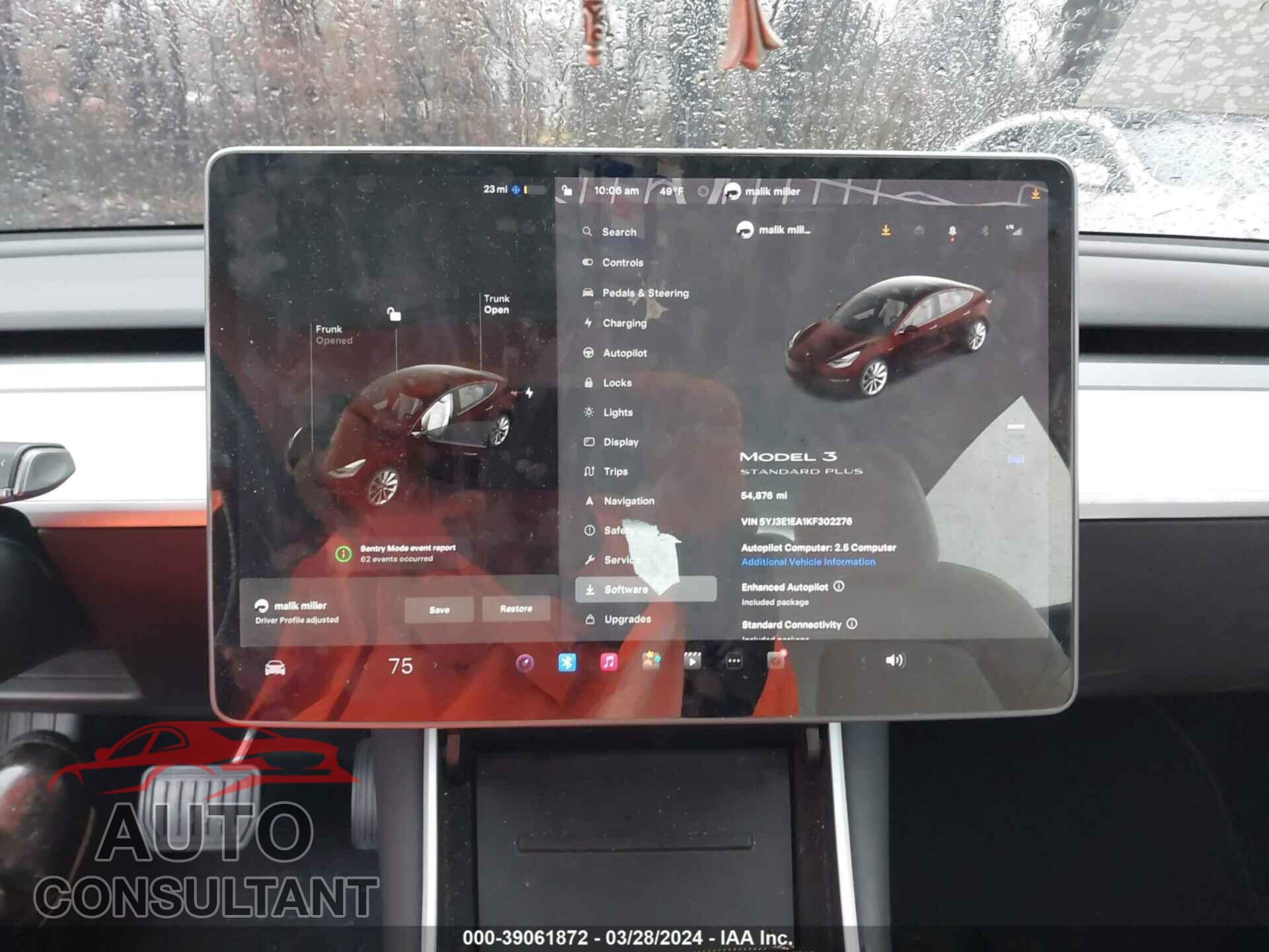 TESLA MODEL 3 2019 - 5YJ3E1EA1KF302276