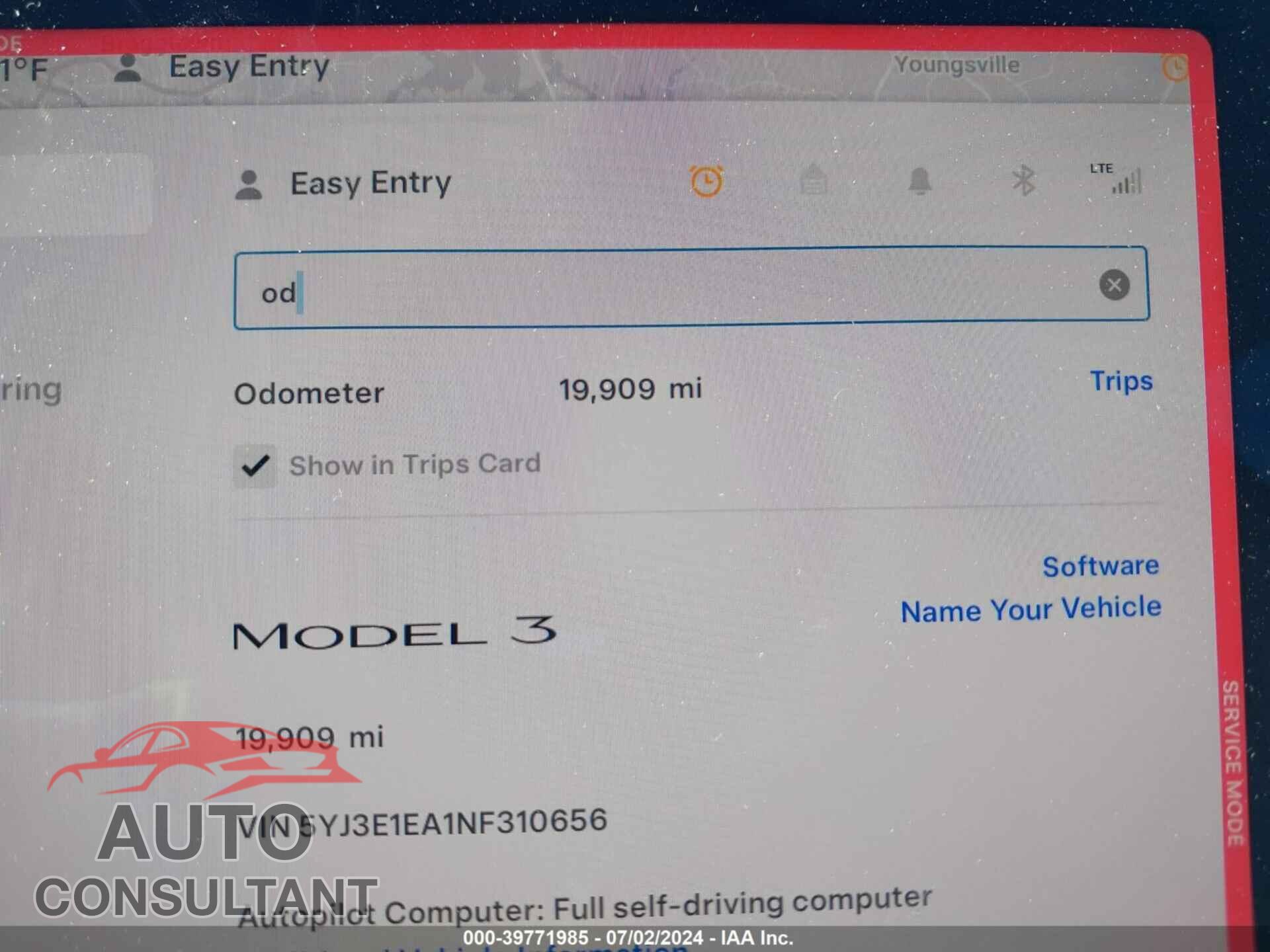 TESLA MODEL 3 2022 - 5YJ3E1EA1NF310656