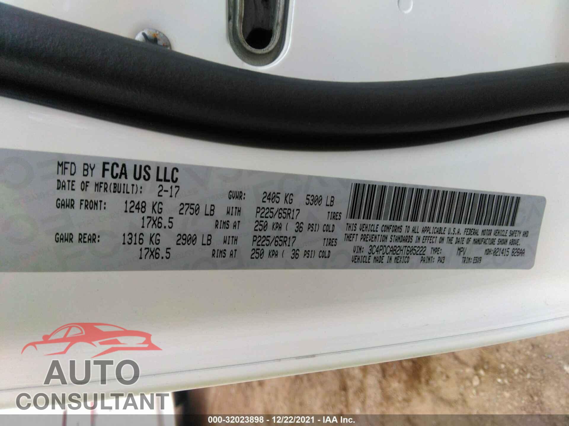 DODGE JOURNEY 2017 - 3C4PDCAB2HT605222