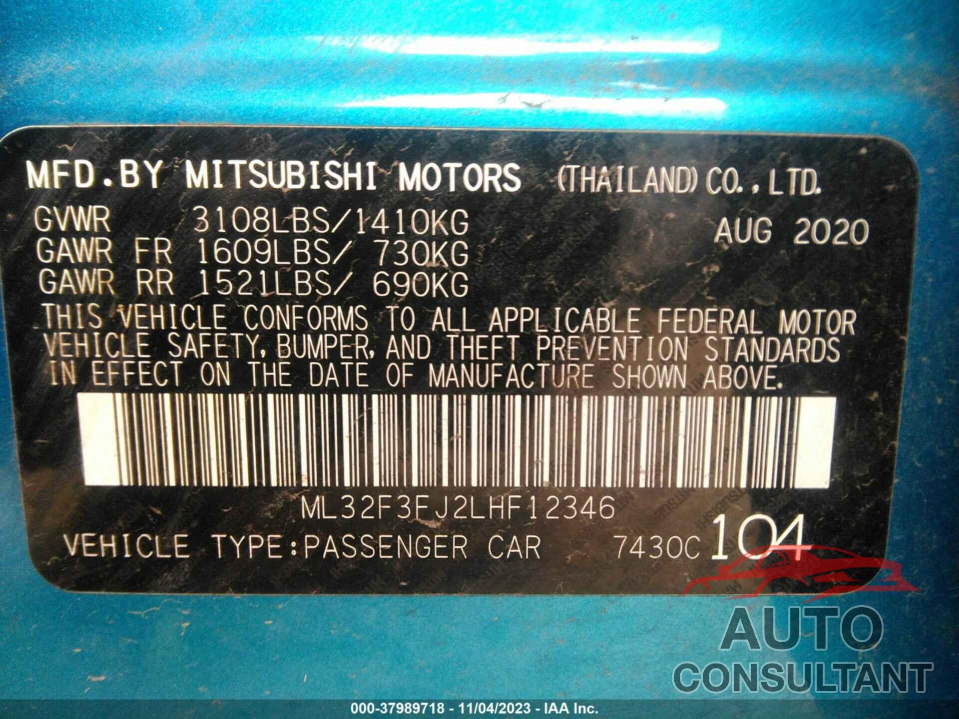 MITSUBISHI MIRAGE G4 2020 - ML32F3FJ2LHF12346