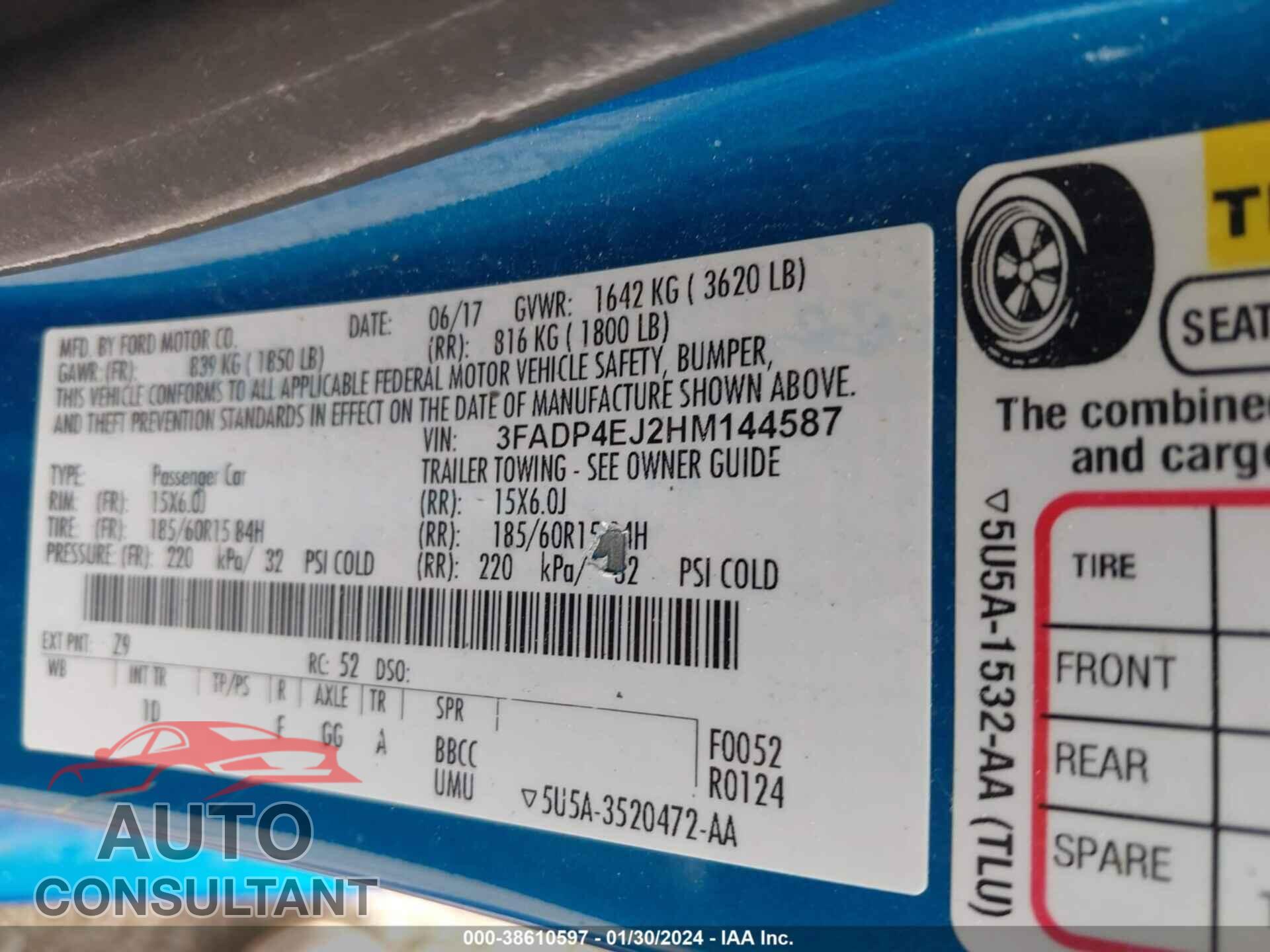 FORD FIESTA 2017 - 3FADP4EJ2HM144587