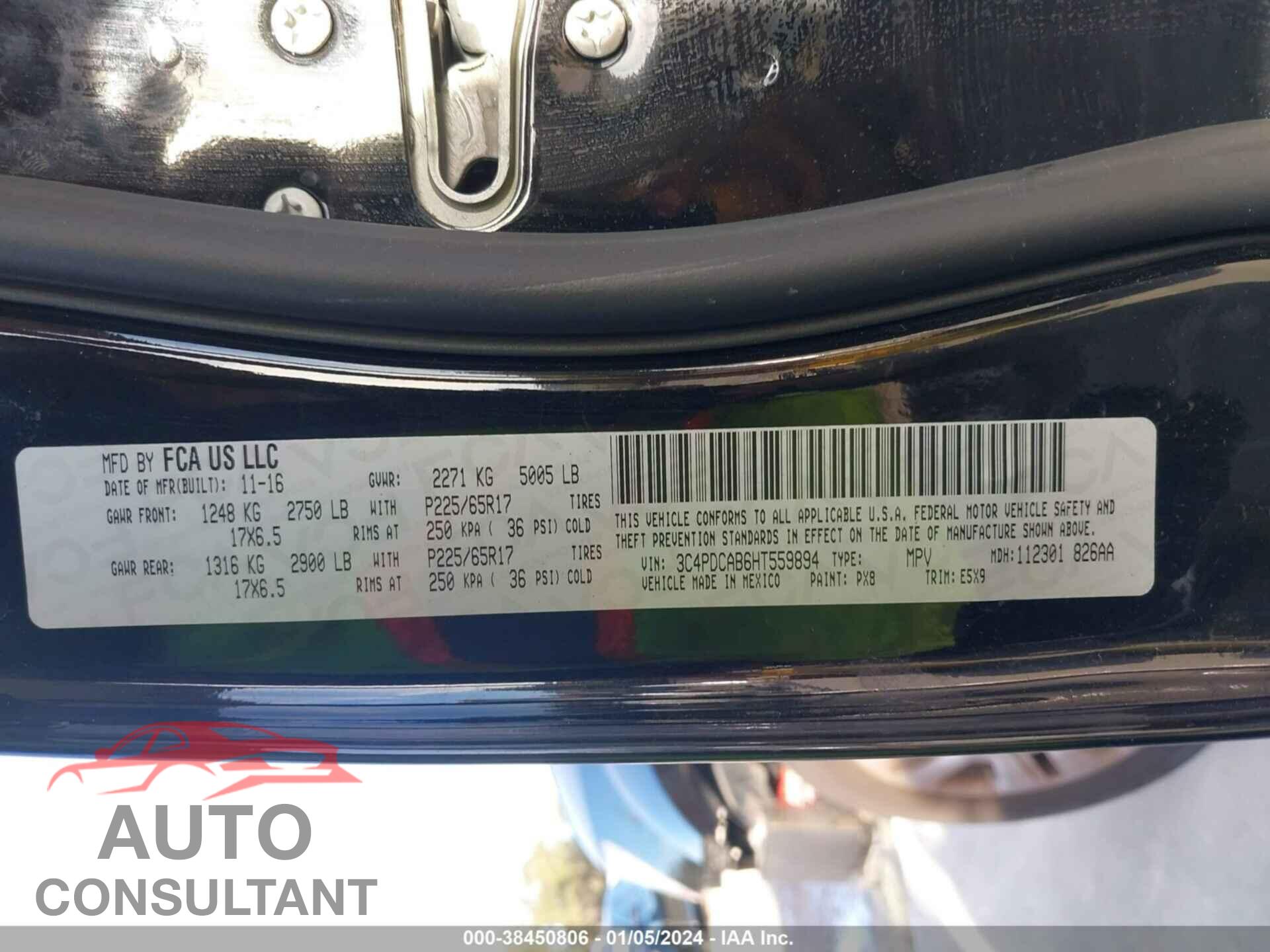 DODGE JOURNEY 2017 - 3C4PDCAB6HT559894