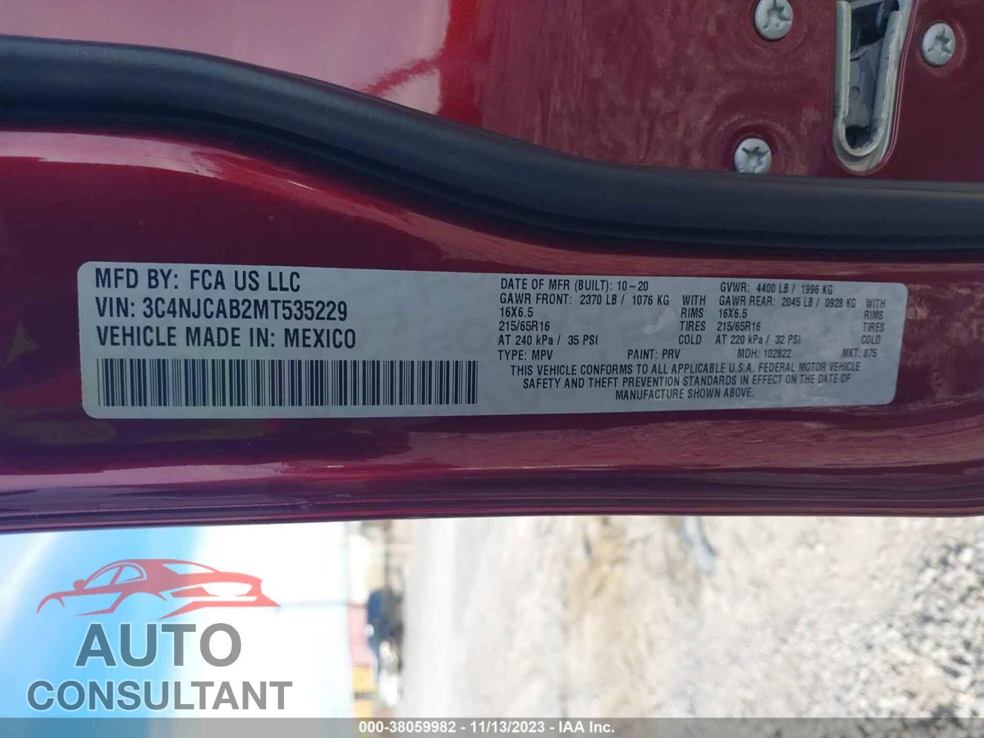 JEEP COMPASS 2021 - 3C4NJCAB2MT535229
