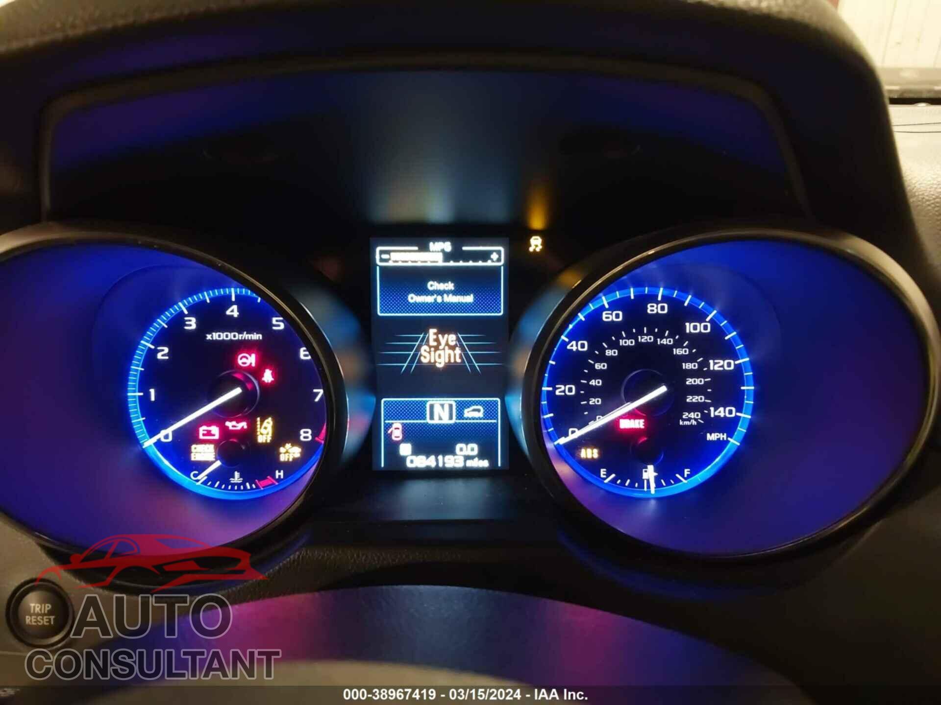 SUBARU OUTBACK 2019 - 4S4BSAFC8K3280922