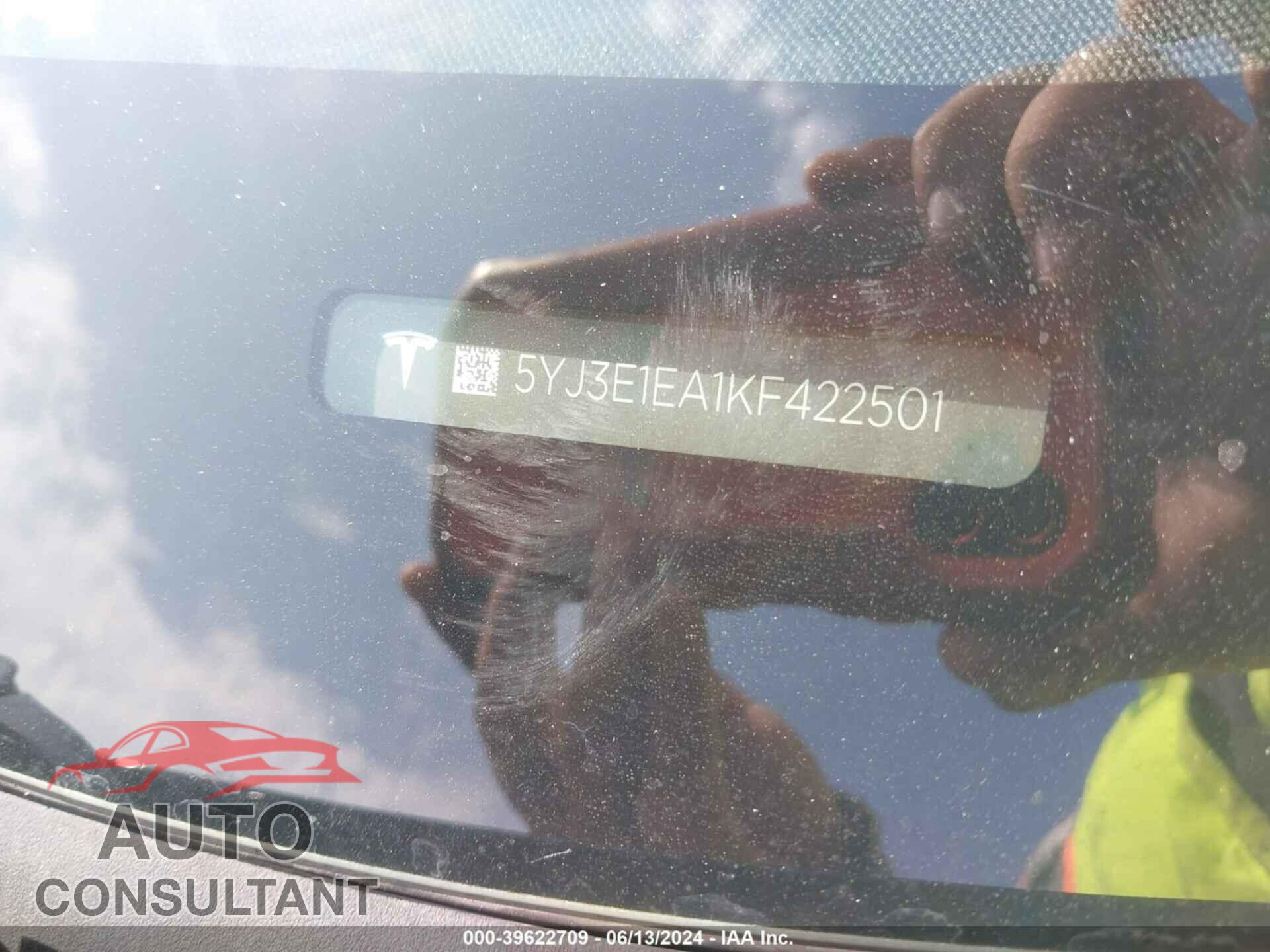TESLA MODEL 3 2019 - 5YJ3E1EA1KF422501