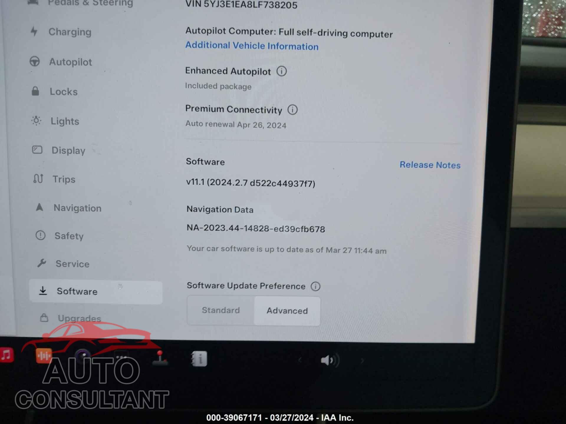 TESLA MODEL 3 2020 - 5YJ3E1EA8LF738205