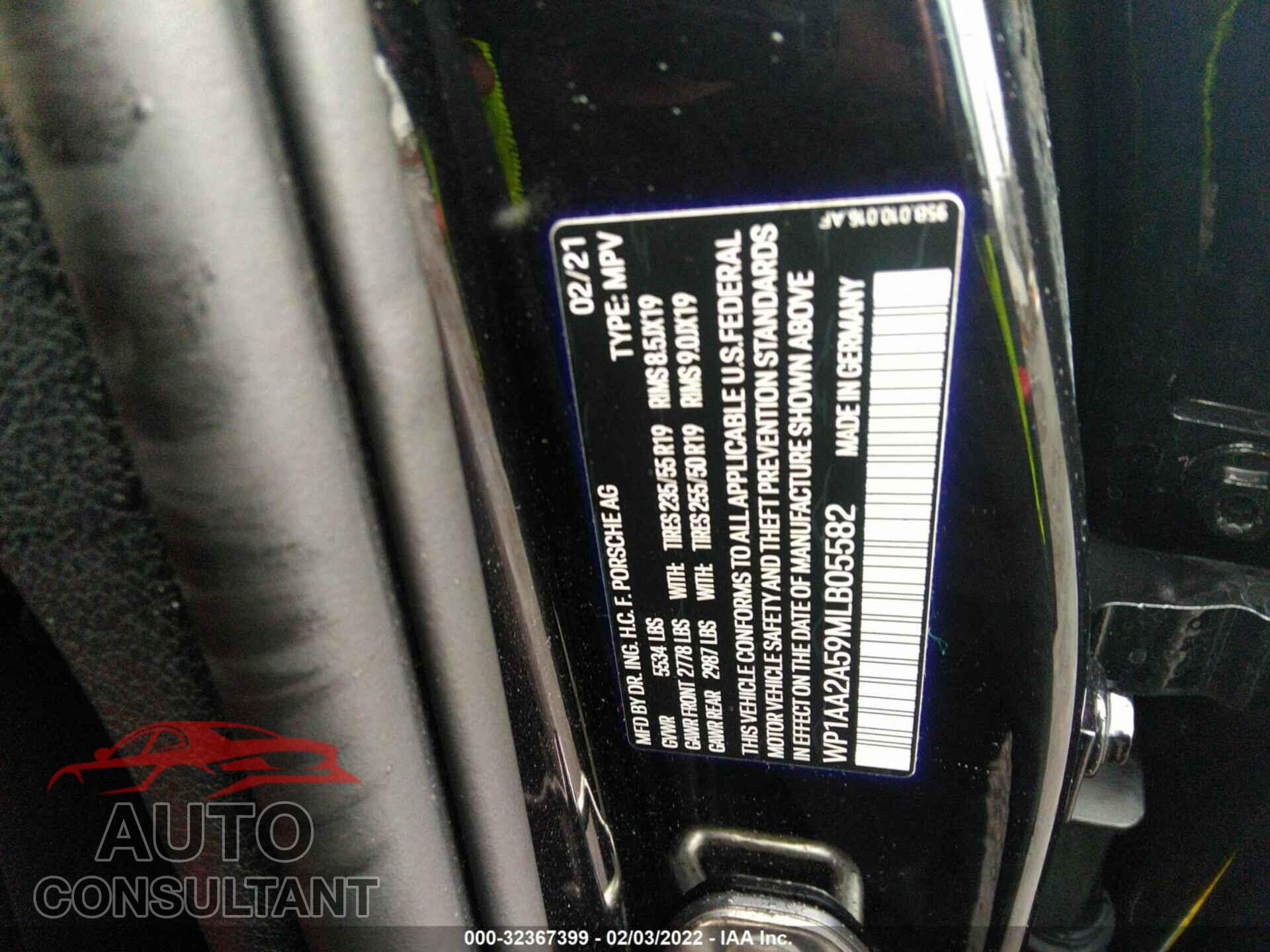 PORSCHE MACAN 2021 - WP1AA2A59MLB05582