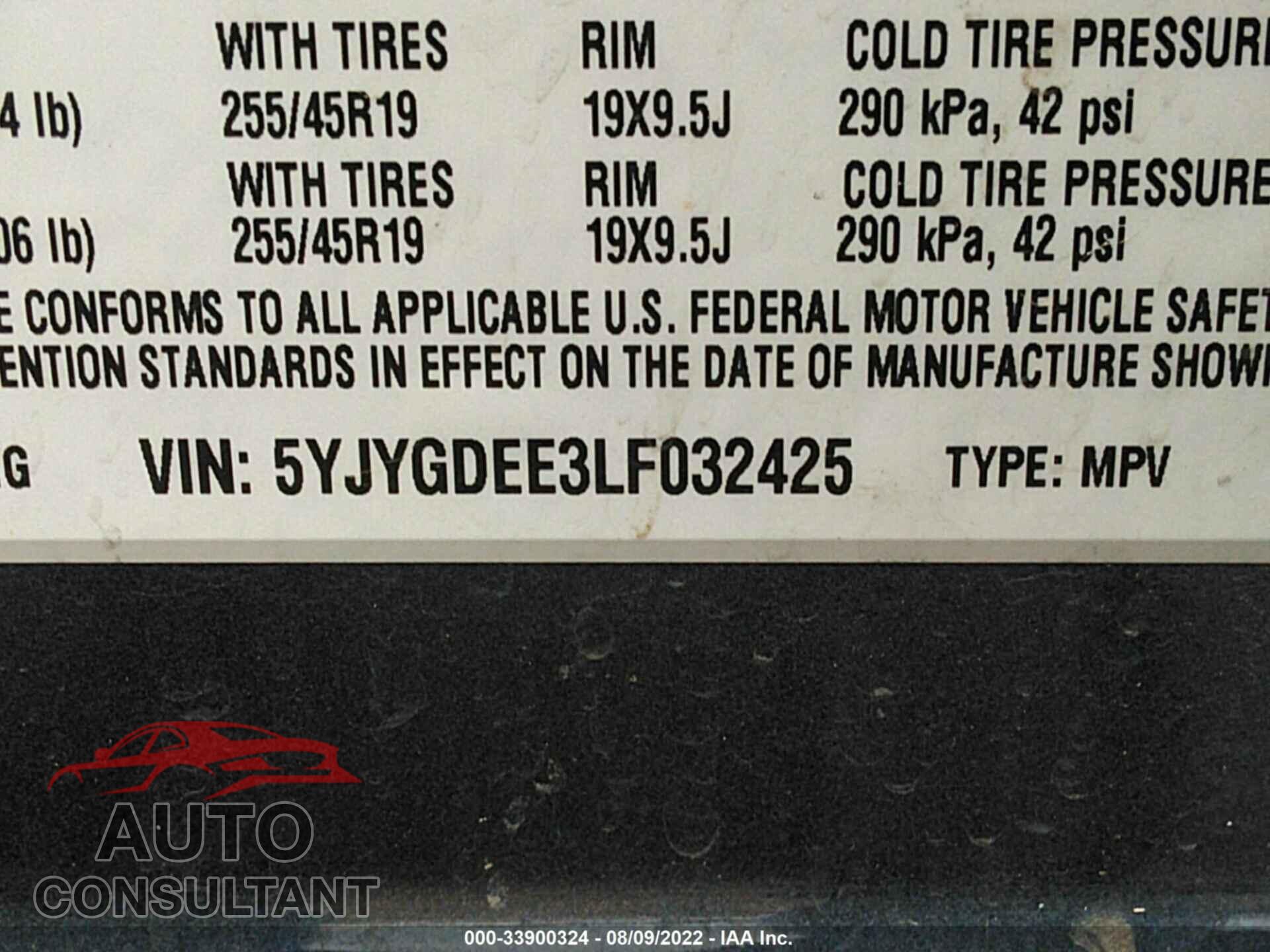 TESLA MODEL Y 2020 - 5YJYGDEE3LF032425