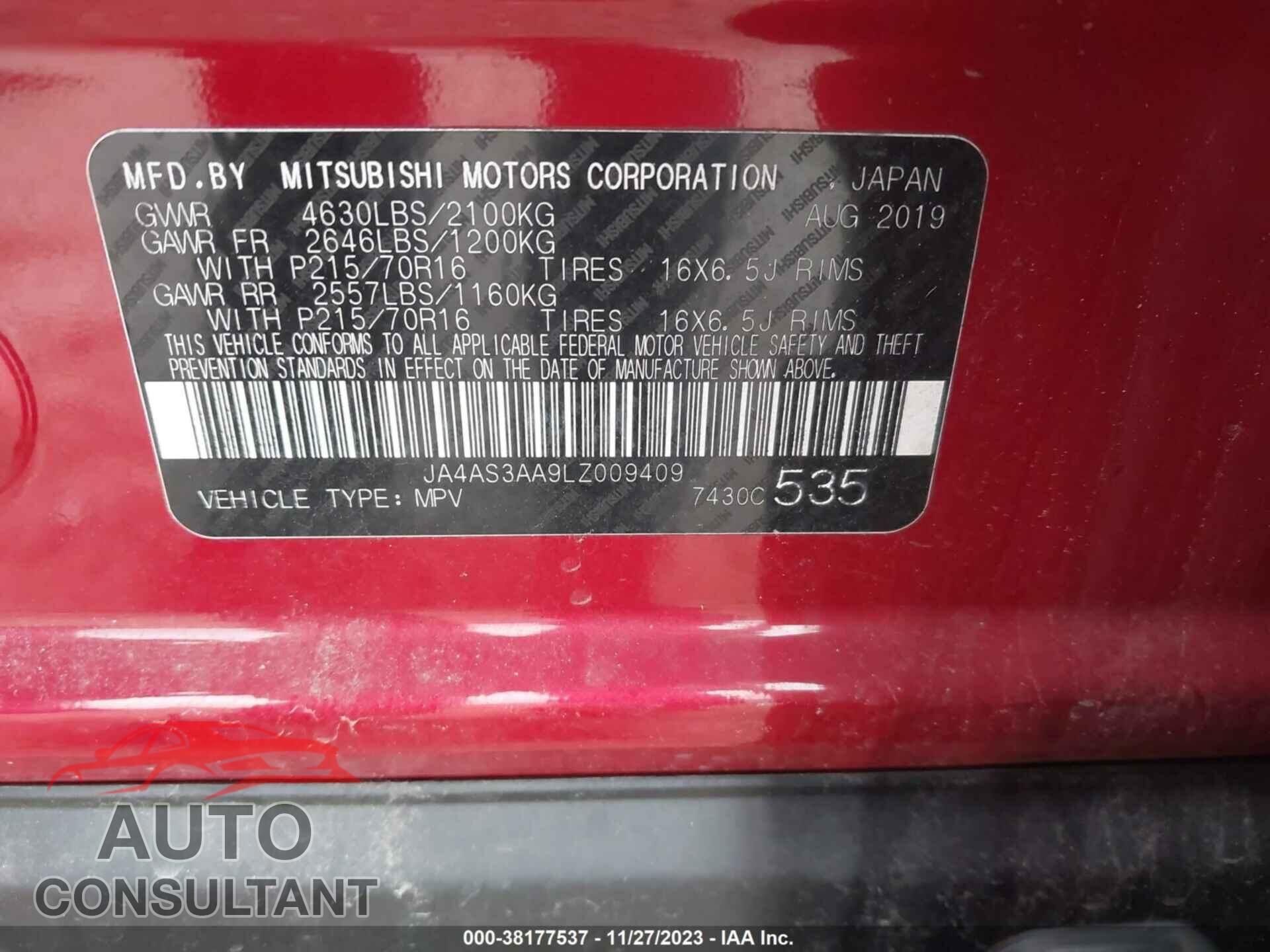 MITSUBISHI ECLIPSE CROSS 2020 - JA4AS3AA9LZ009409