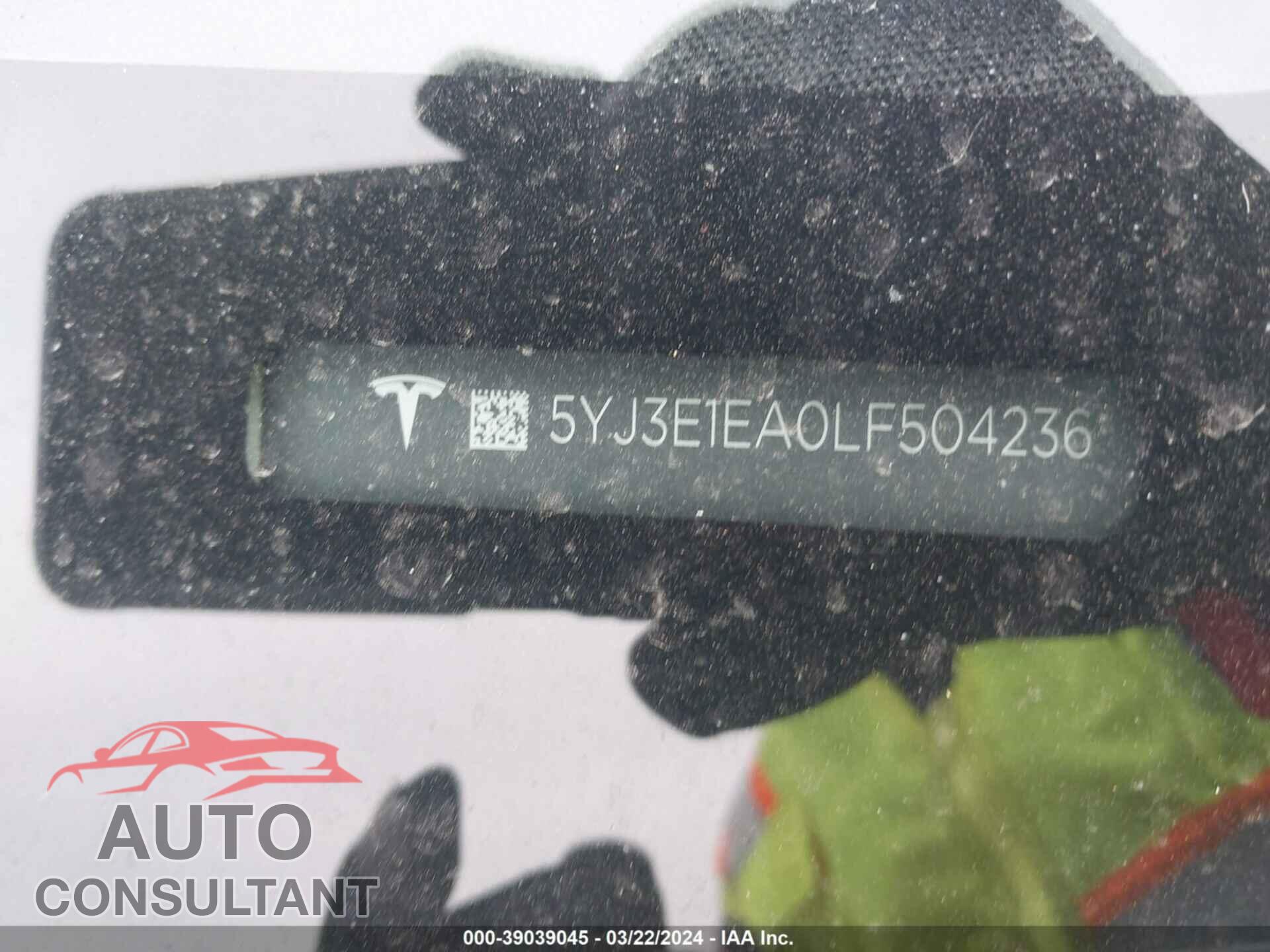 TESLA MODEL 3 2020 - 5YJ3E1EA0LF504236