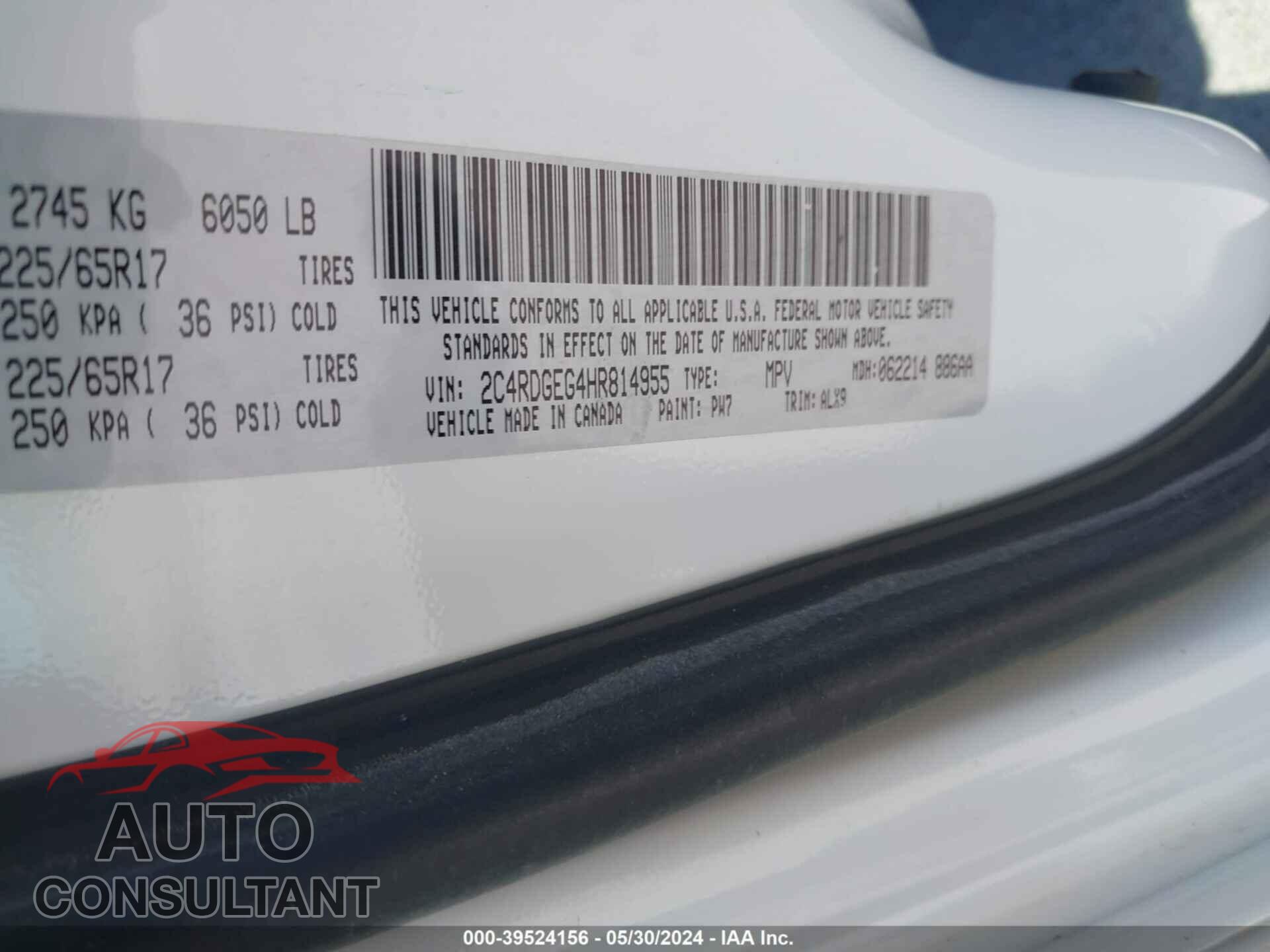 DODGE GRAND CARAVAN 2017 - 2C4RDGEG4HR814955