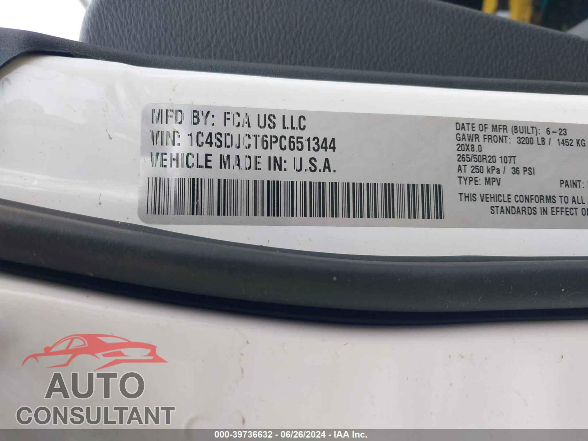 DODGE DURANGO 2023 - 1C4SDJCT6PC651344