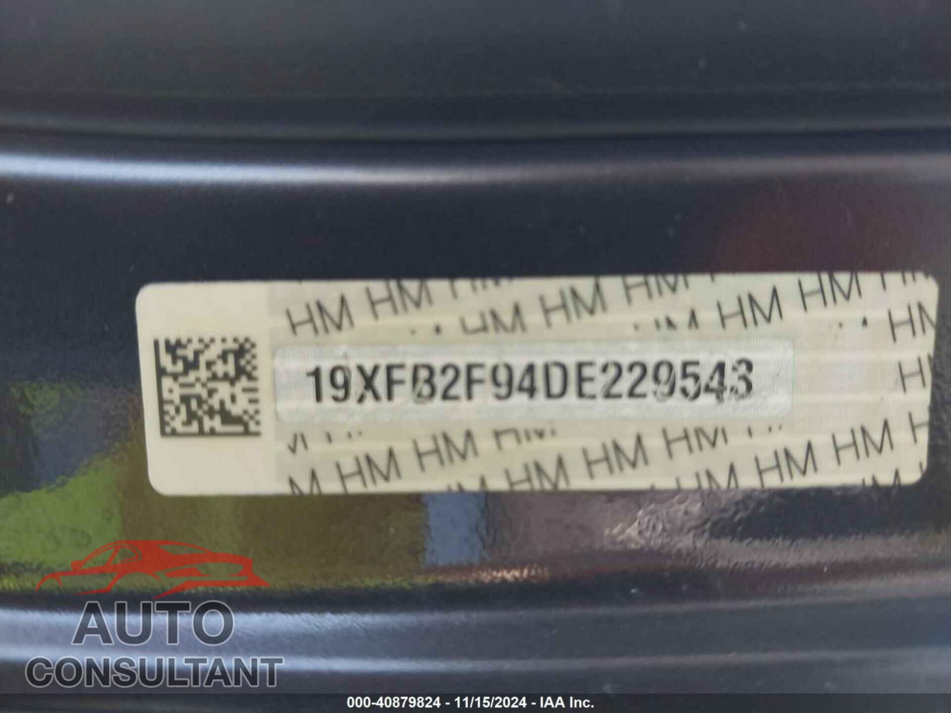 HONDA CIVIC 2013 - 19XFB2F94DE229543