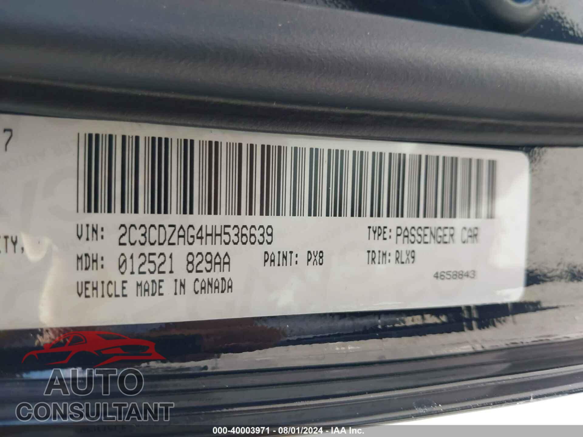 DODGE CHALLENGER 2017 - 2C3CDZAG4HH536639