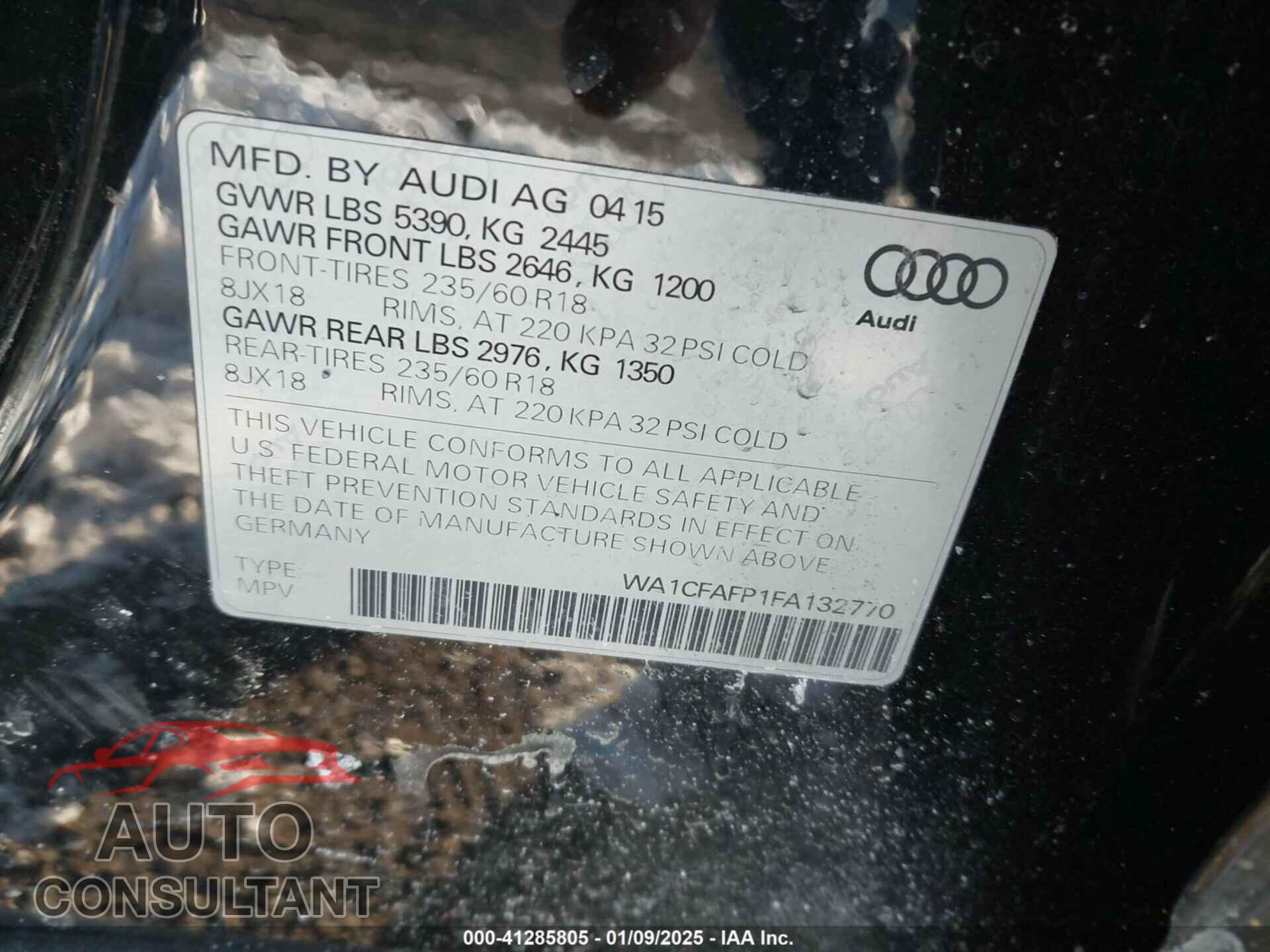 AUDI Q5 2015 - WA1CFAFP1FA132770
