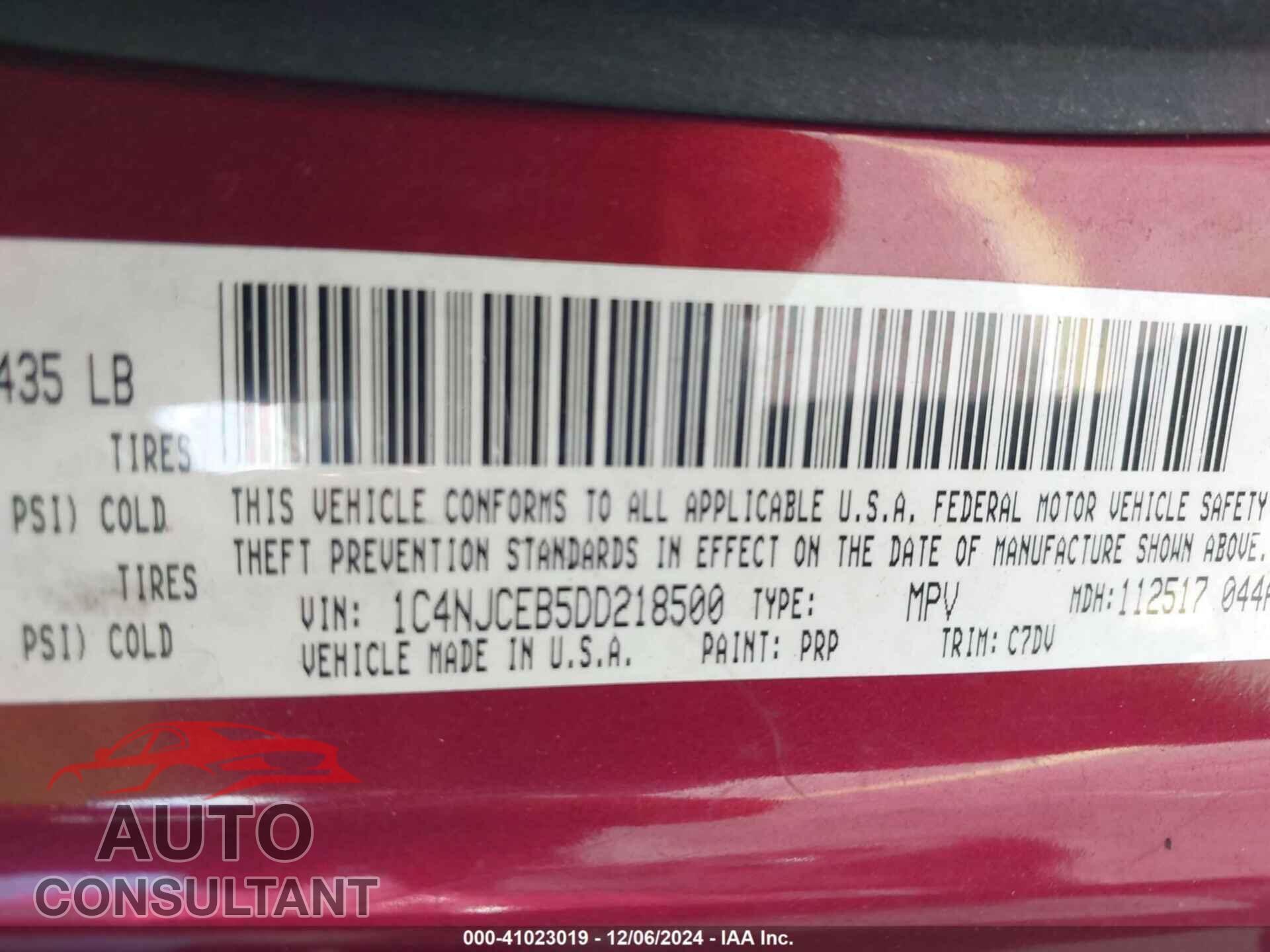 JEEP COMPASS 2013 - 1C4NJCEB5DD218500