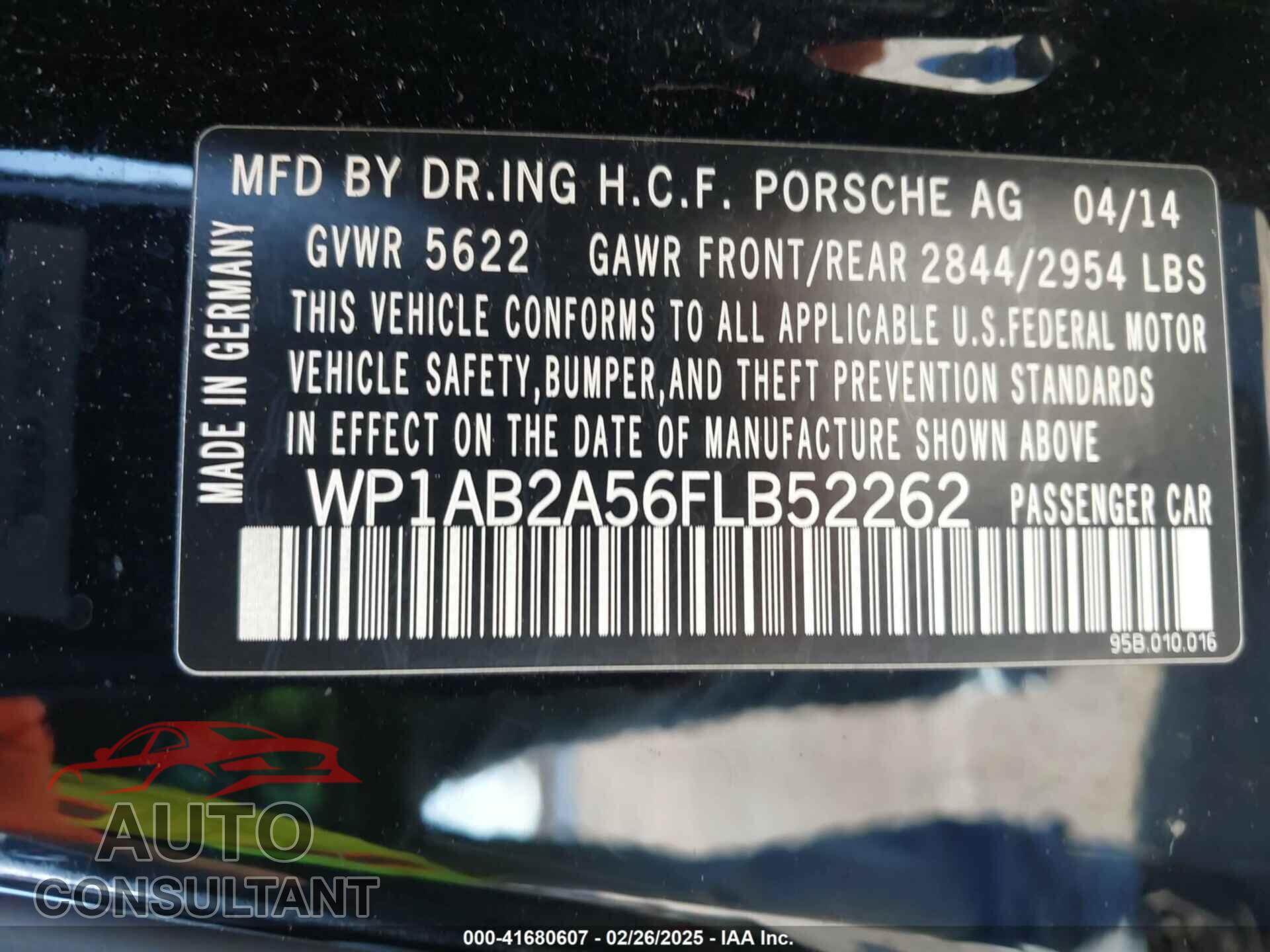 PORSCHE MACAN 2015 - WP1AB2A56FLB52262