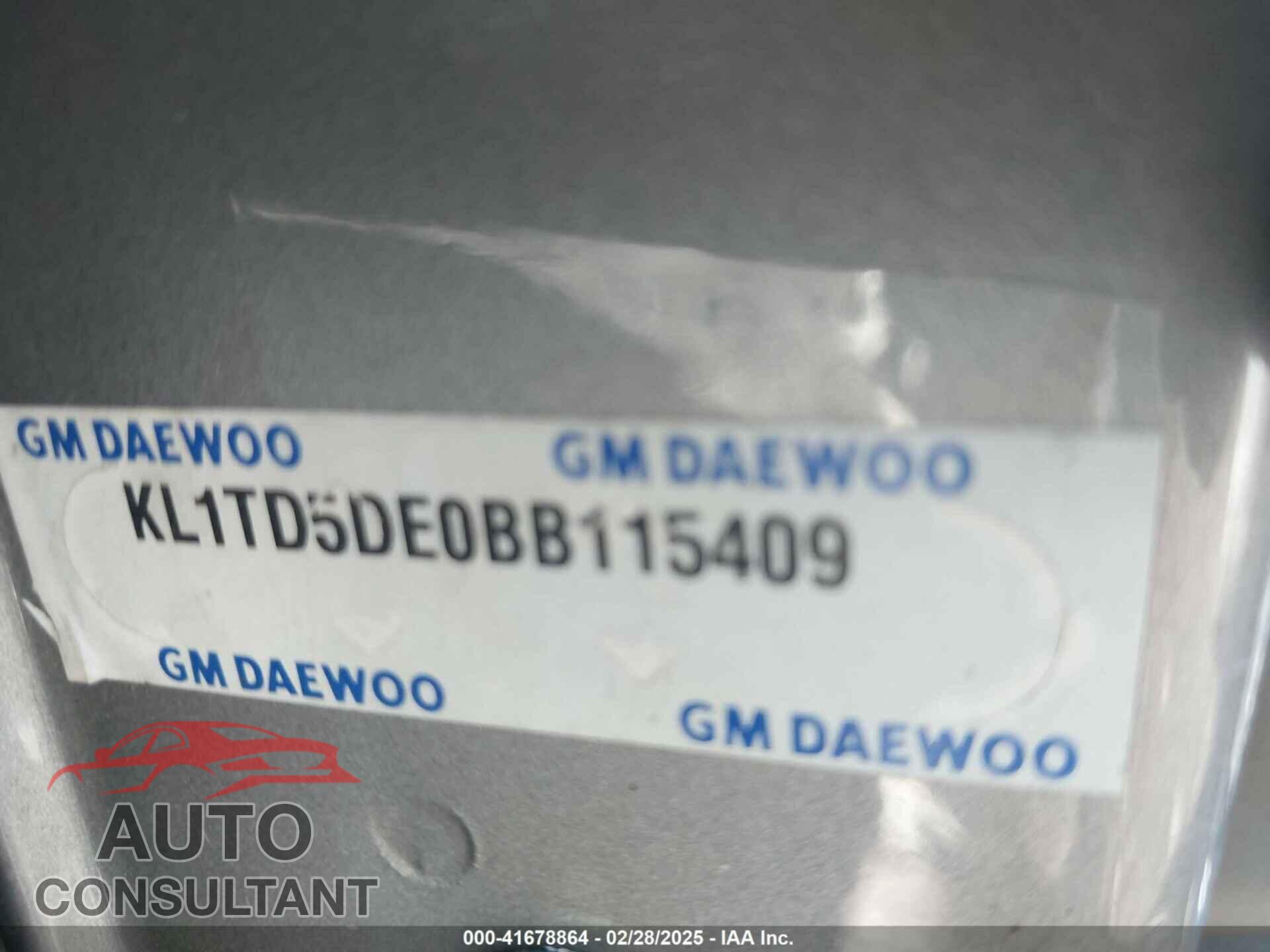 CHEVROLET AVEO 2011 - KL1TD5DE0BB115409