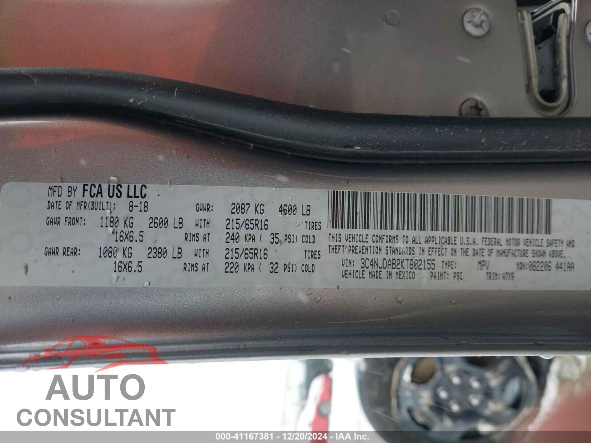 JEEP COMPASS 2019 - 3C4NJDAB2KT602155
