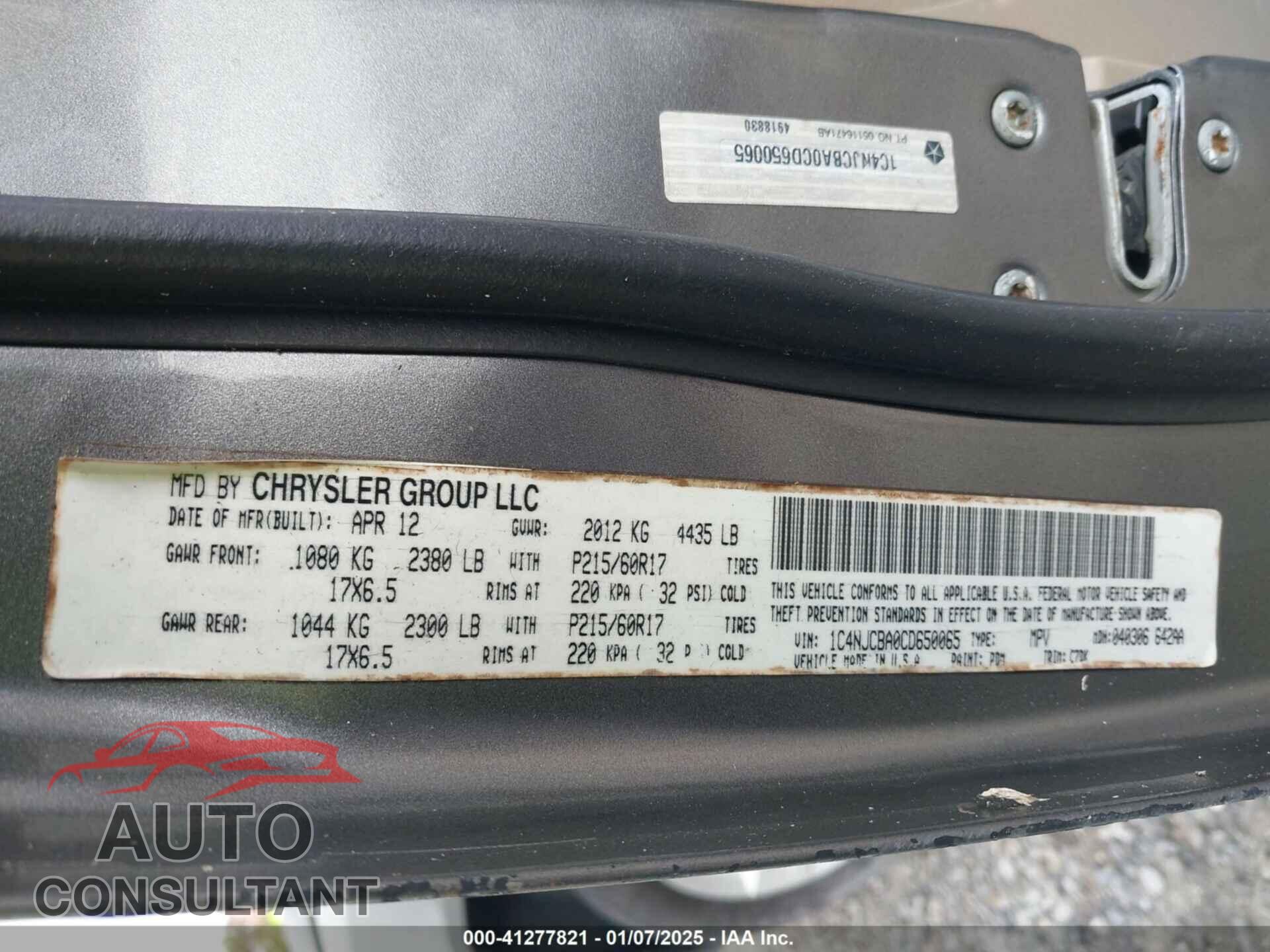 JEEP COMPASS 2012 - 1C4NJCBA0CD650065