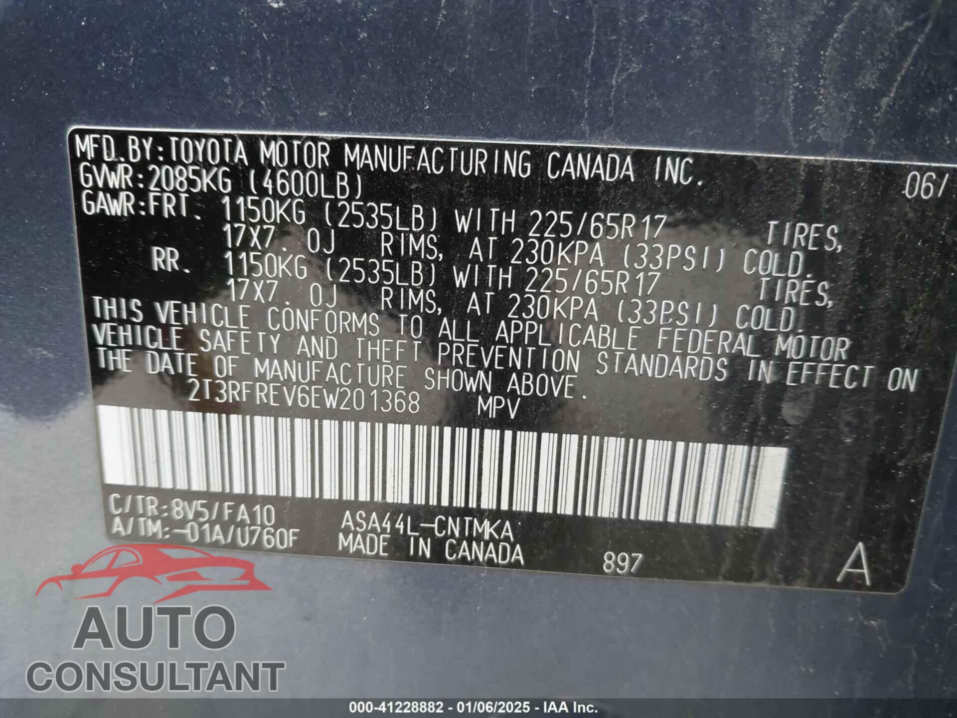 TOYOTA RAV4 2014 - 2T3RFREV6EW201368